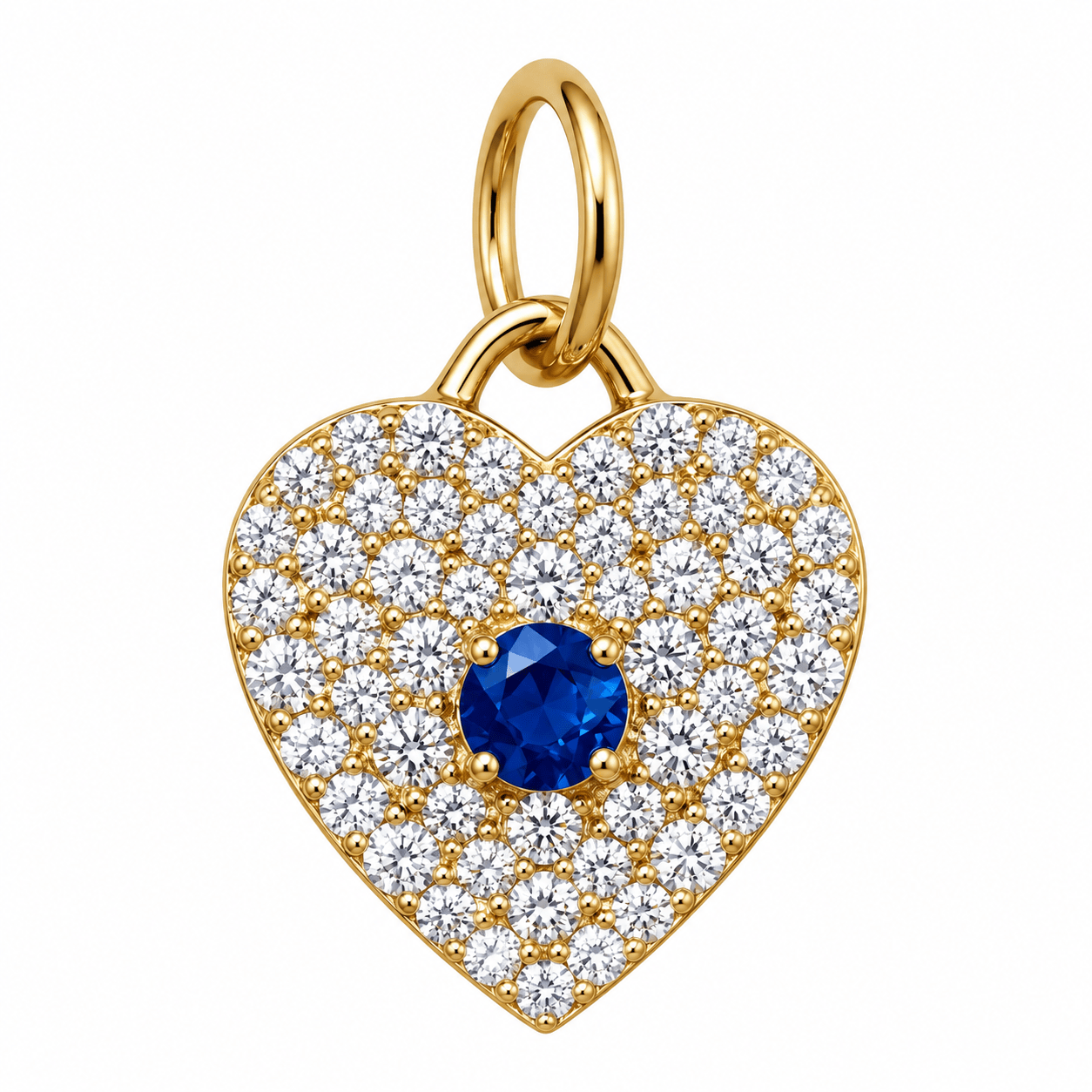 Curated Los Angeles CHARMS Diamond Heart with Blue Sapphire Charm