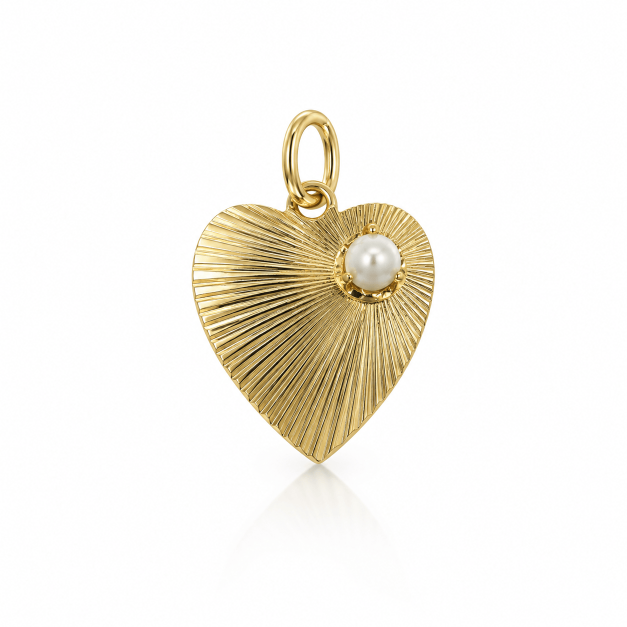 Curated Los Angeles CHARMS Fluted Heart with Pearl Charm