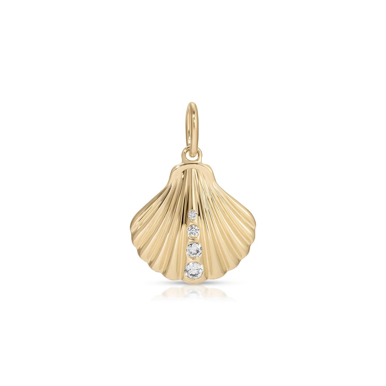 EF COLLECTION CHARMS 14k Yellow Gold Gold and Diamond Shell Charm