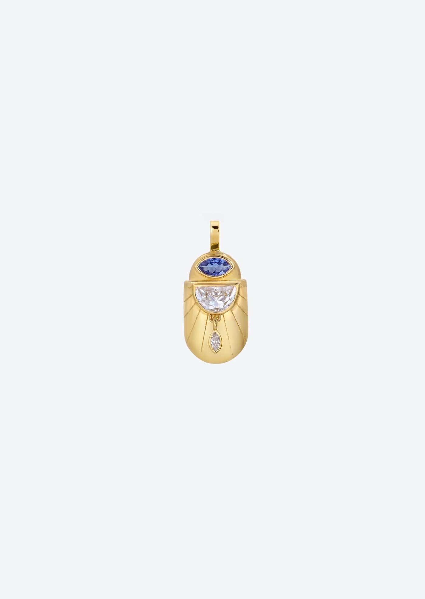 christinamagdolna CHARMS Golden Scarab Amulet • Tanzanite & Diamond Pendant