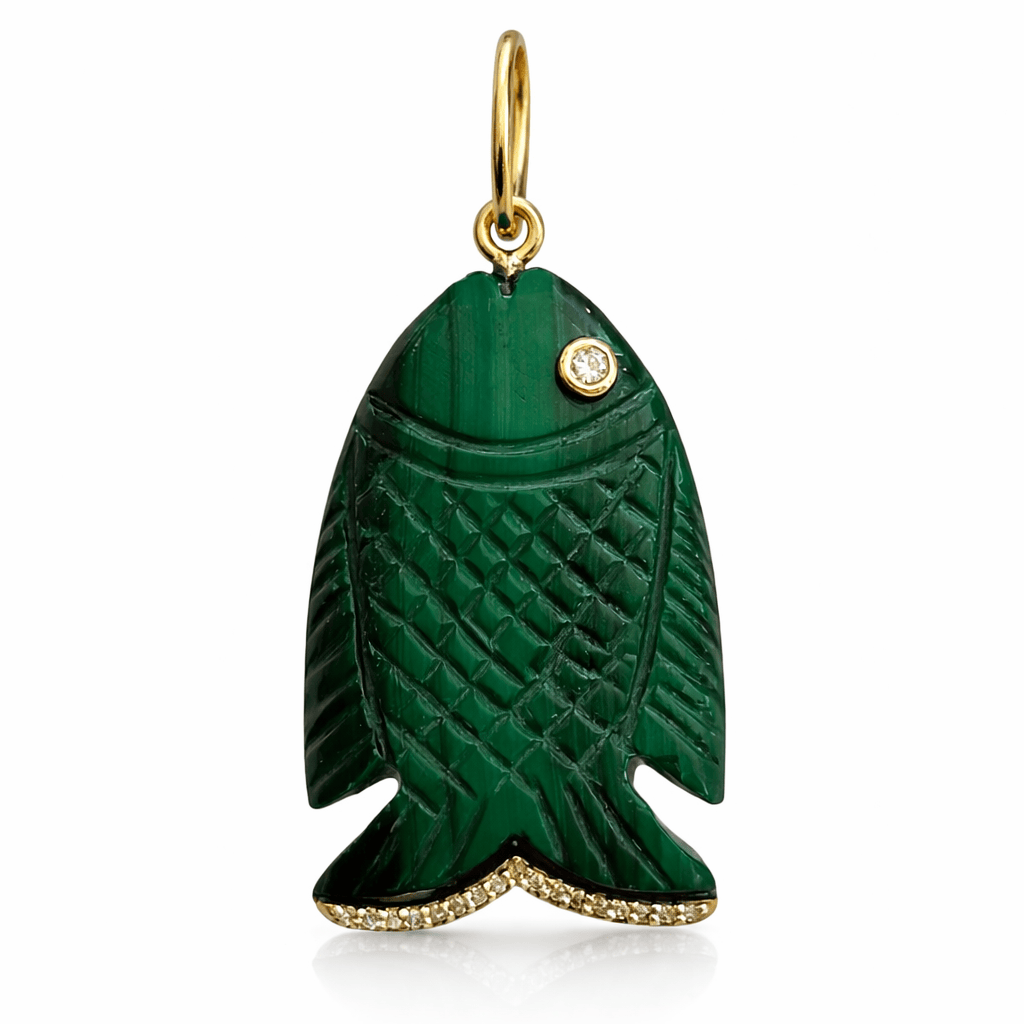 Curated Los Angeles CHARMS Malachite and Diamond Fish Charm