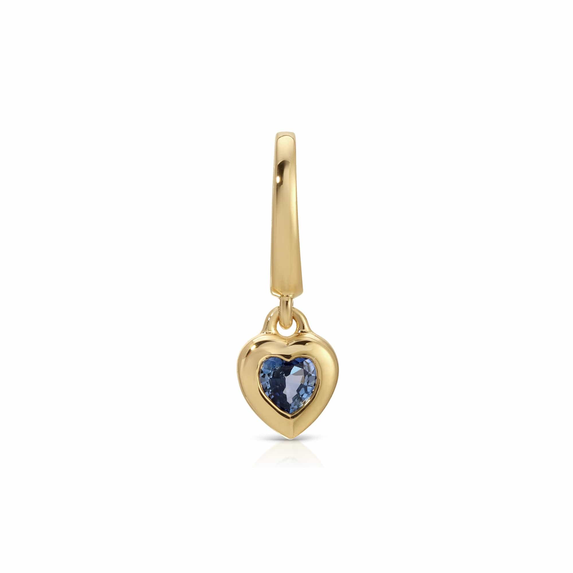 EF COLLECTION CHARMS 14k Yellow Gold Mini Blue Sapphire Heart Clip Charm