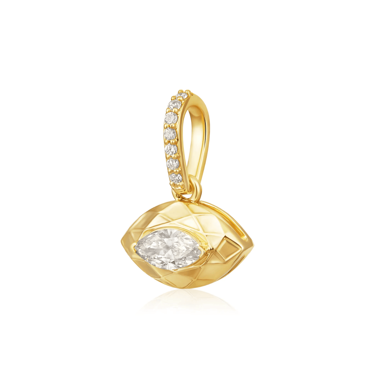 Curated Los Angeles CHARMS Natural Diamond Marquise Quilted Charm Pendant