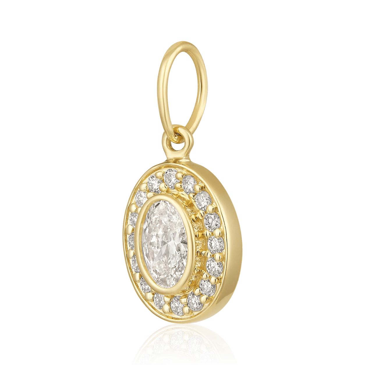 Curated Los Angeles CHARMS Natural Diamond Oval Halo Pendant Charm