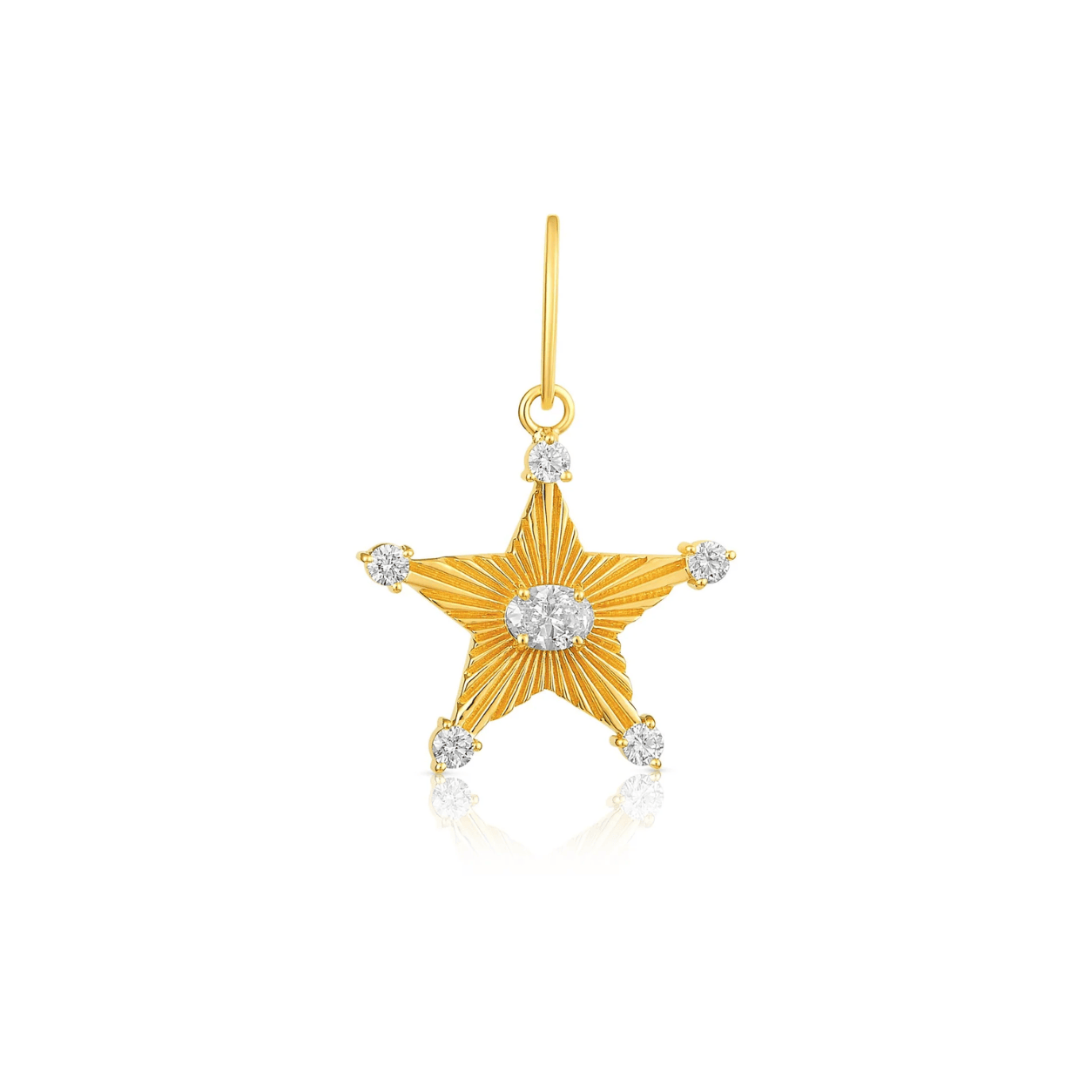 Curated Los Angeles CHARMS Natural Diamond Oval Star Charm Pendant