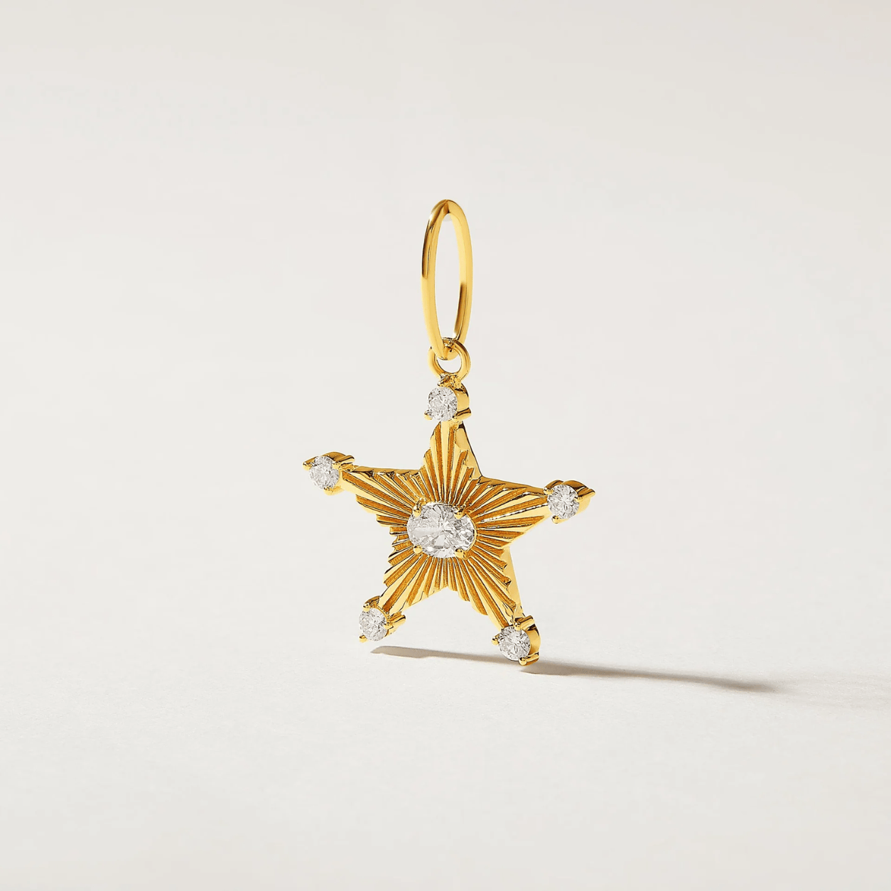 Curated Los Angeles CHARMS Natural Diamond Oval Star Charm Pendant