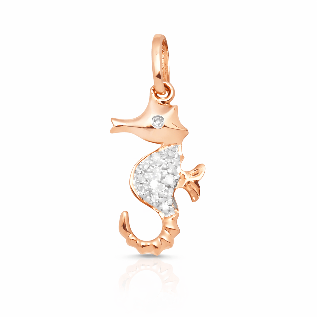 Curated Los Angeles Charms & Pendants 14K Gold Diamond Seahorse Charm Dainty Animal Pendant
