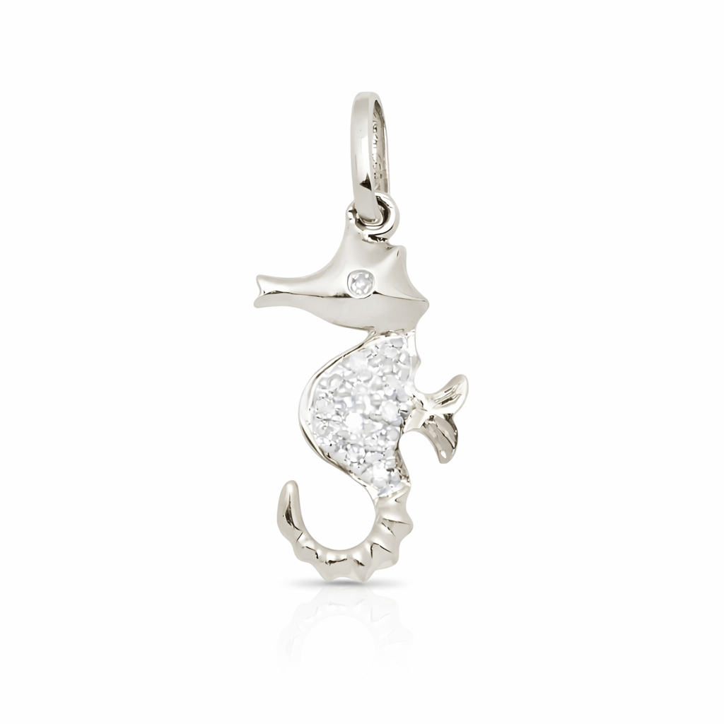 Curated Los Angeles Charms & Pendants 14K Gold Diamond Seahorse Charm Dainty Animal Pendant
