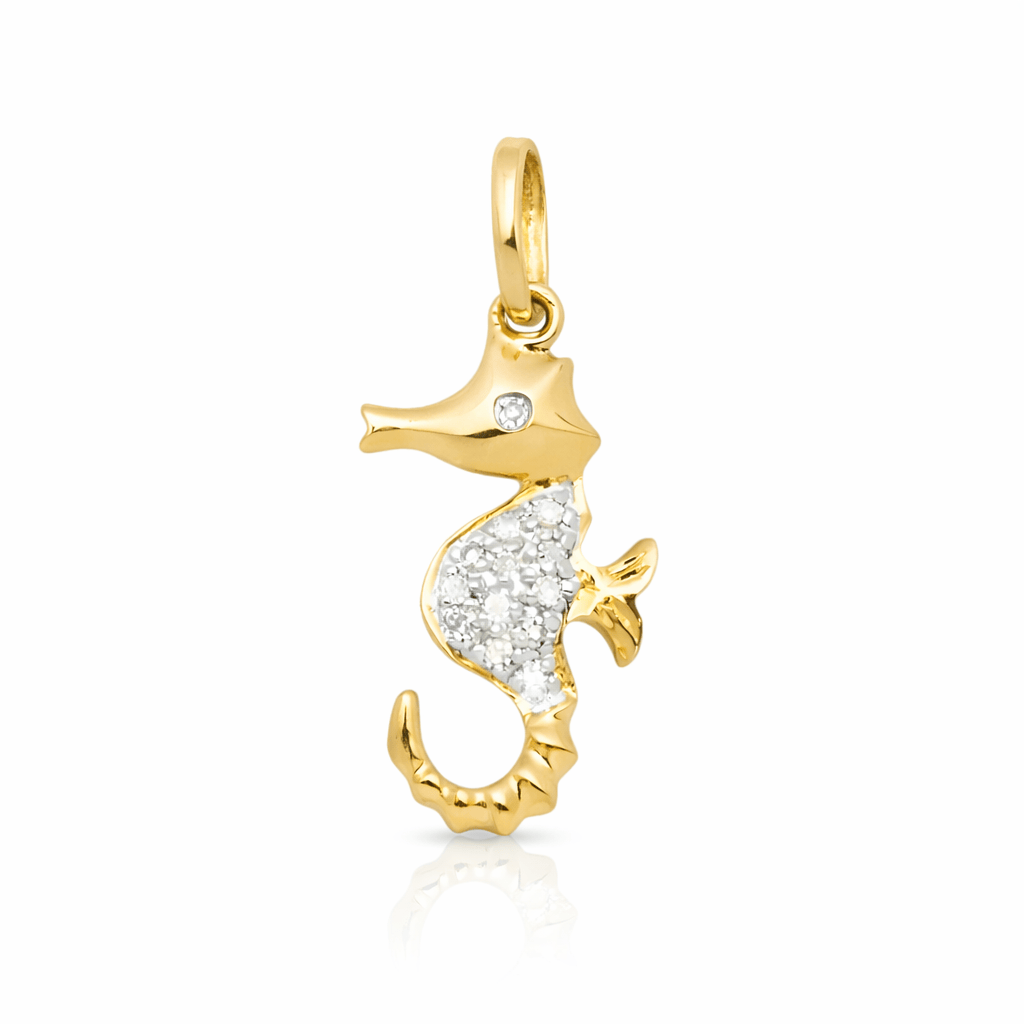 Curated Los Angeles Charms & Pendants 14K Gold Diamond Seahorse Charm Dainty Animal Pendant