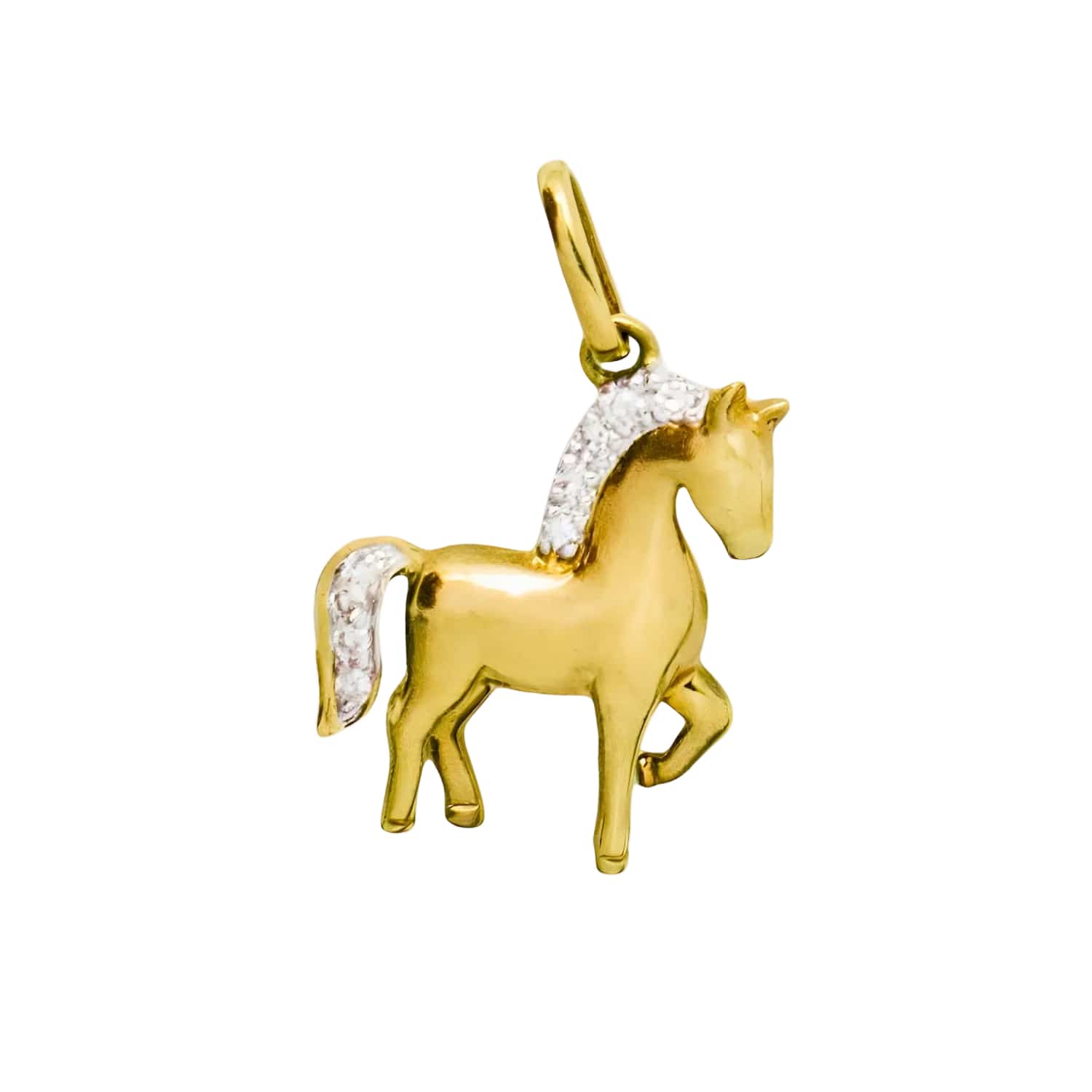 Curated Los Angeles Charms & Pendants 14K Gold / Yellow Gold 14K Yellow Gold Diamond Horse Charm Dainty Animal Pendant