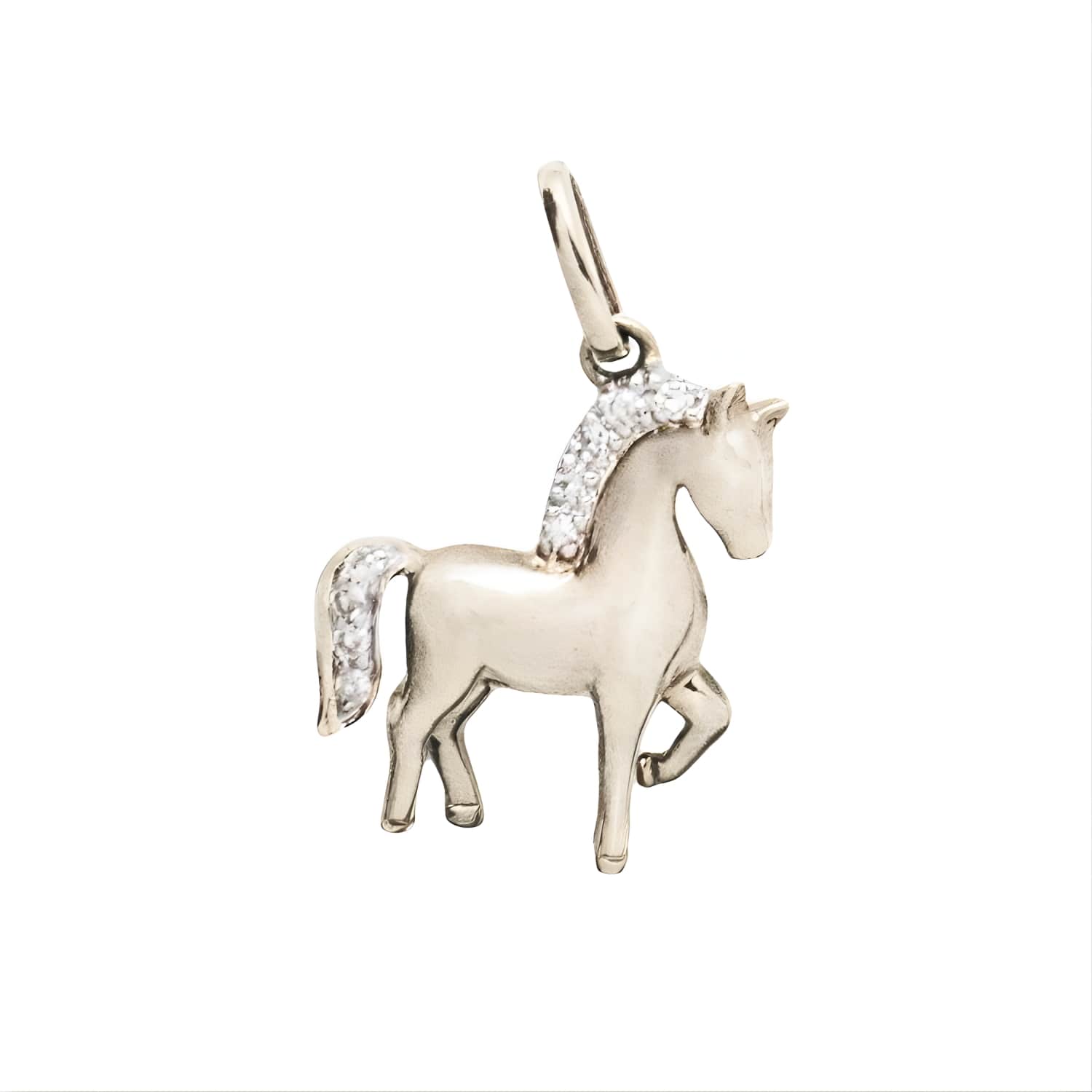 Curated Los Angeles Charms & Pendants 14K Gold / Gray 14K Yellow Gold Diamond Horse Charm Dainty Animal Pendant