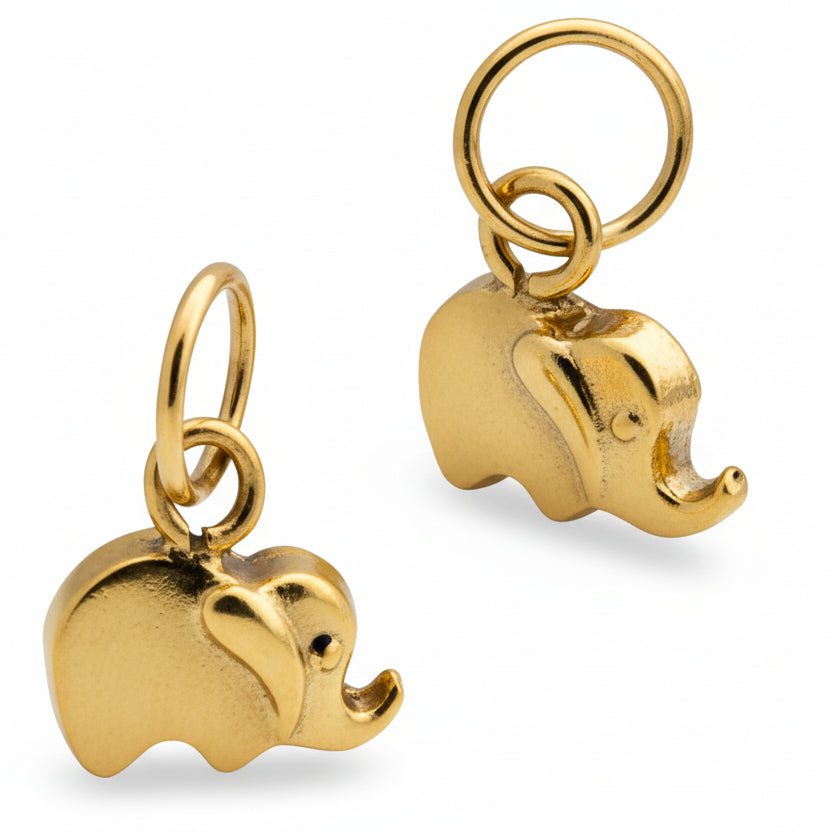 Curated Los Angeles Charms & Pendants 14K Gold / Gold / 7x6 mm 14K Yellow Gold Elephant Charm Matte Animal Dainty Pendant