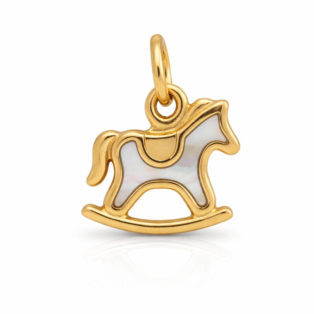 Curated Los Angeles Charms & Pendants 14K Yellow Gold Horse Mother of Pearl Charm Dainty Animal Pendant