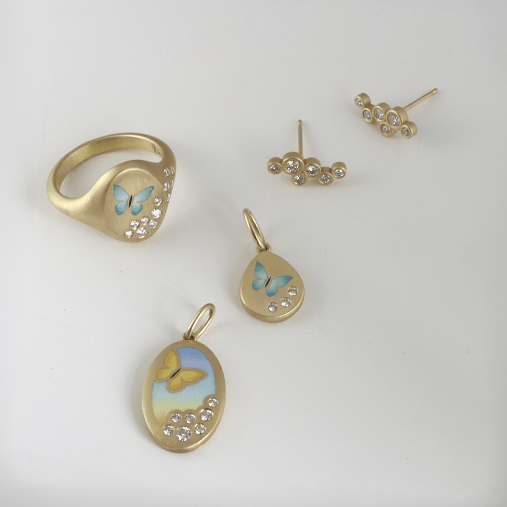 Gwen Barba Charms & Pendants Butterfly Droplet Pendant