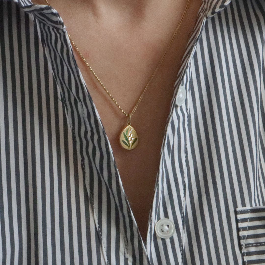Gwen Barba Charms & Pendants Lily of the Valley Enamel Pendant