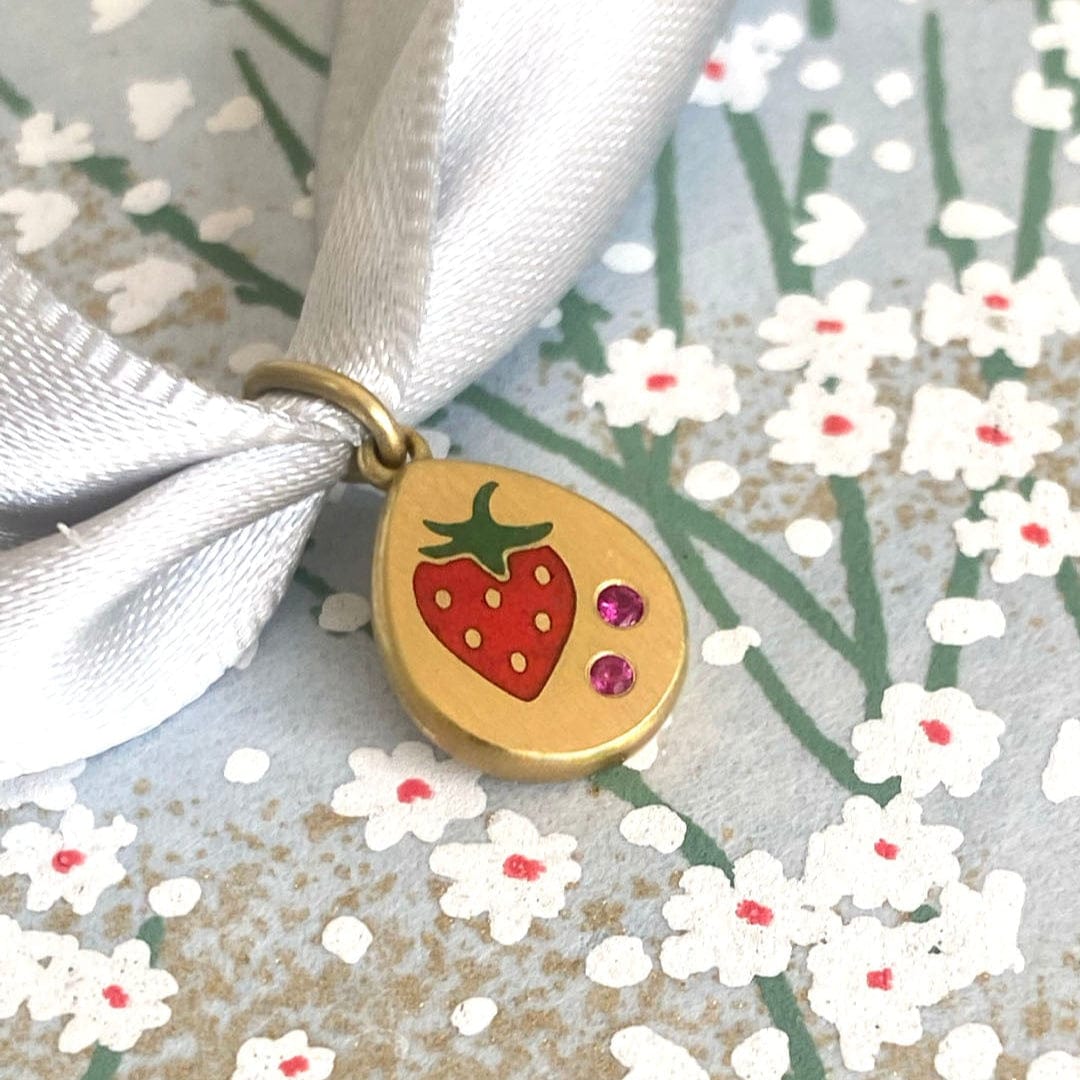 Gwen Barba Charms & Pendants Strawberry Enamel Pendant
