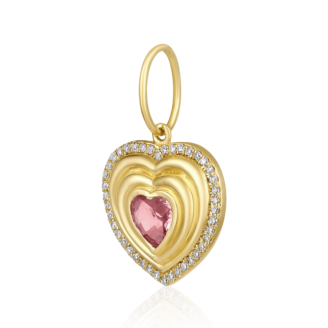 Curated Los Angeles CHARMS Pink Sapphire Heart Halo Pendant Charm