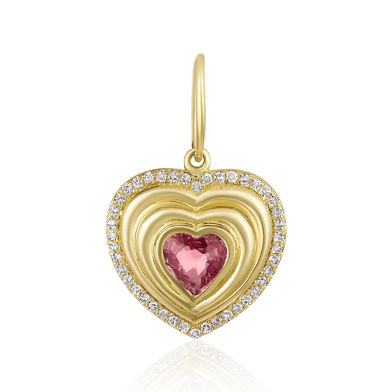Curated Los Angeles CHARMS Pink Sapphire Heart Halo Pendant Charm