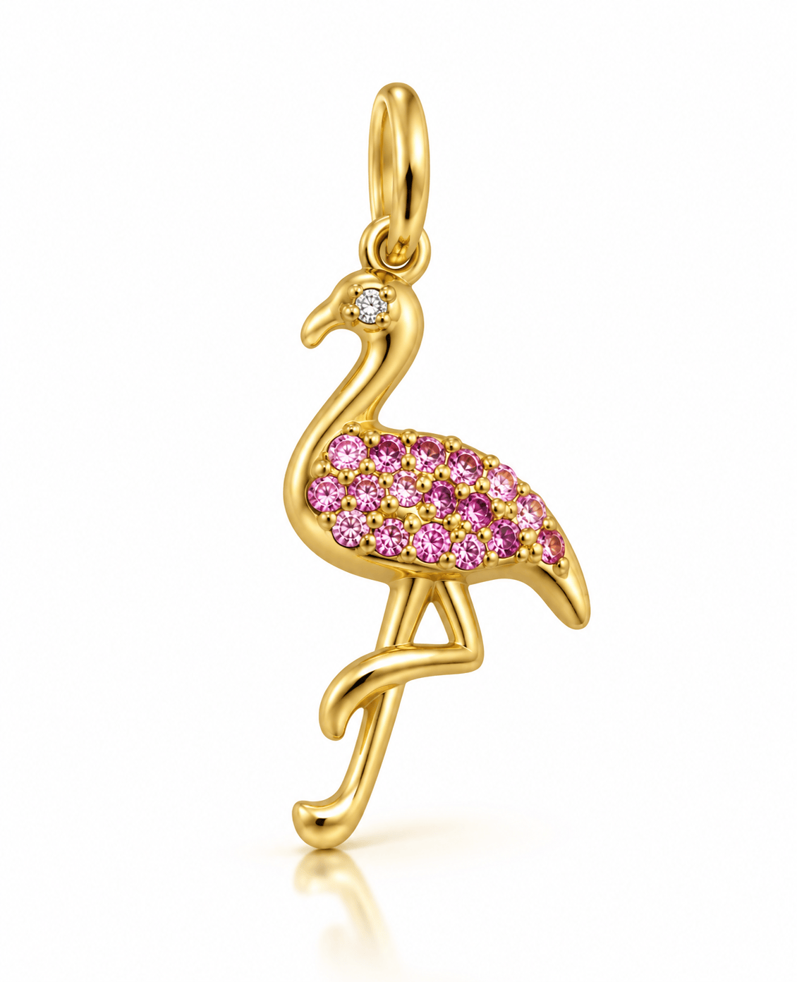 CAITLIN NICOLE JEWELRY CHARMS Pink Sapphire Yellow Gold Flamingo Charm