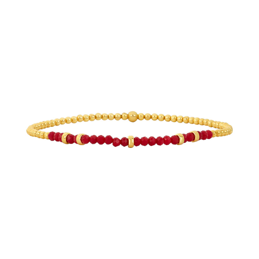 2mm Coral Bracelet with Hammered Rondelles