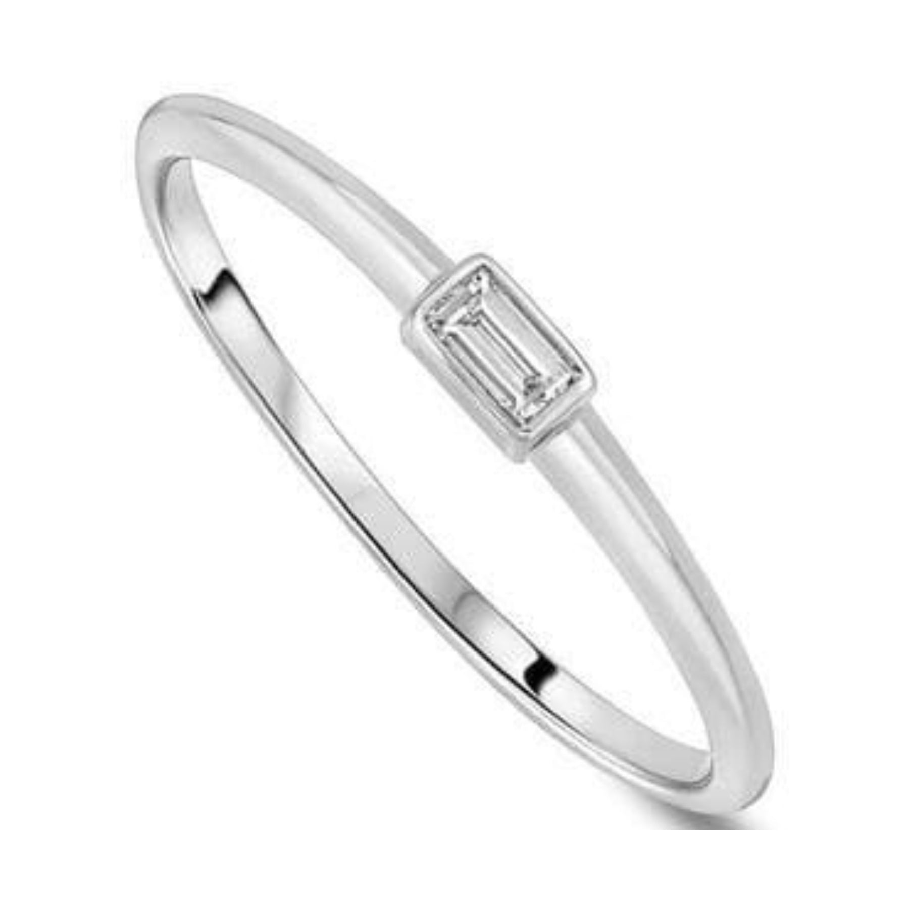 Diamond Baguette Solitaire Stacking Ring