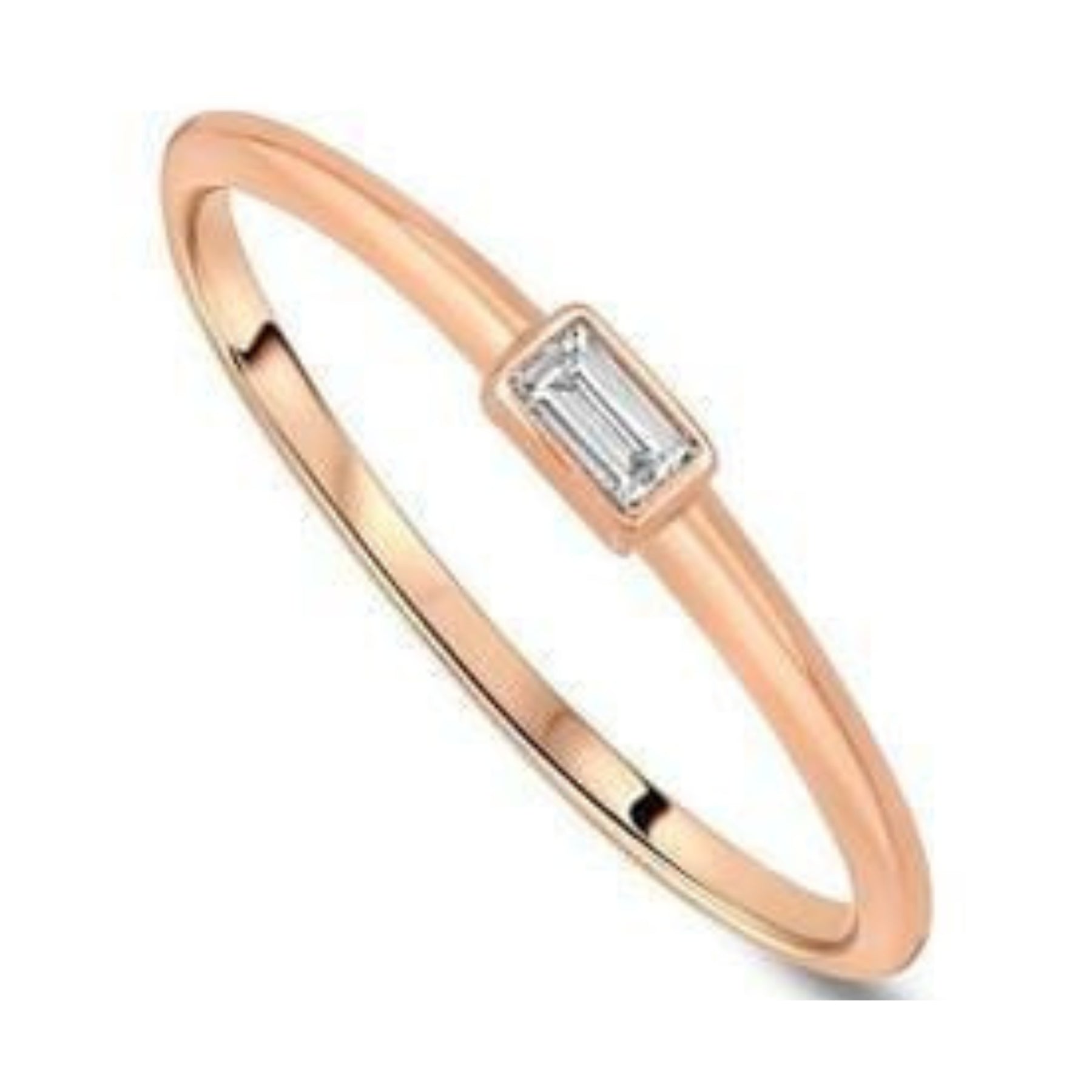 Diamond Baguette Solitaire Stacking Ring
