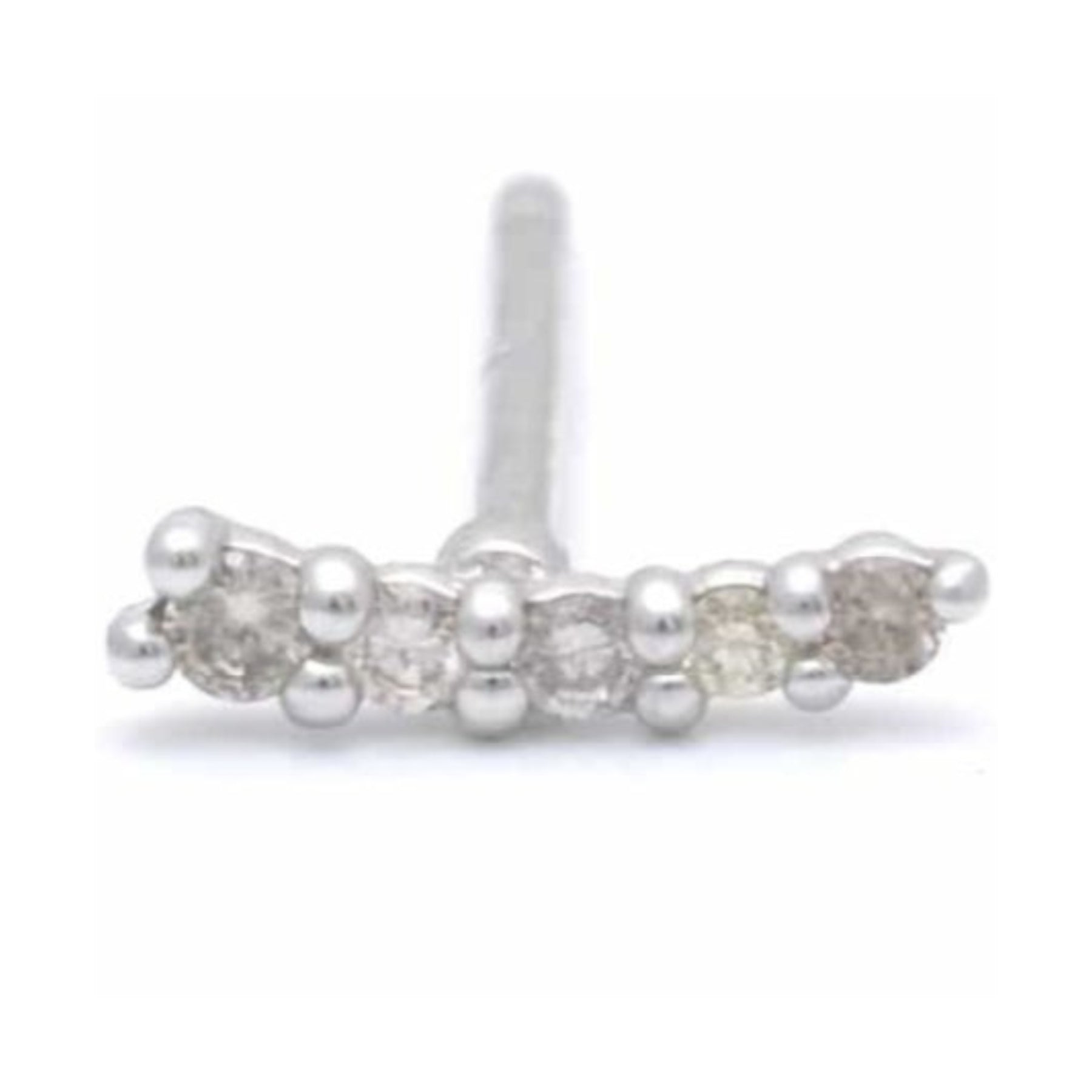 Diamond Curved White Gold Bar Stud