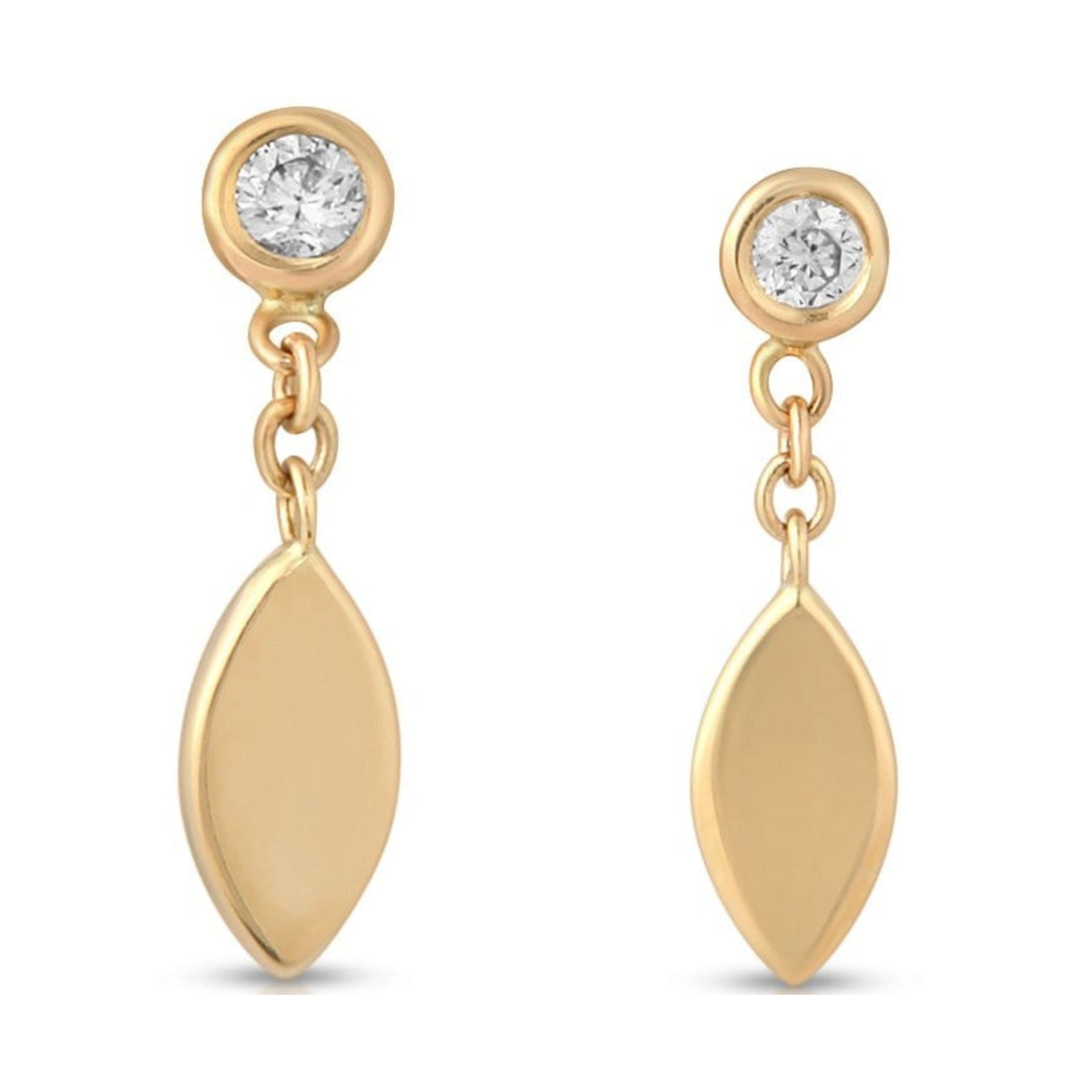 Diamond Leaf Charm Studs