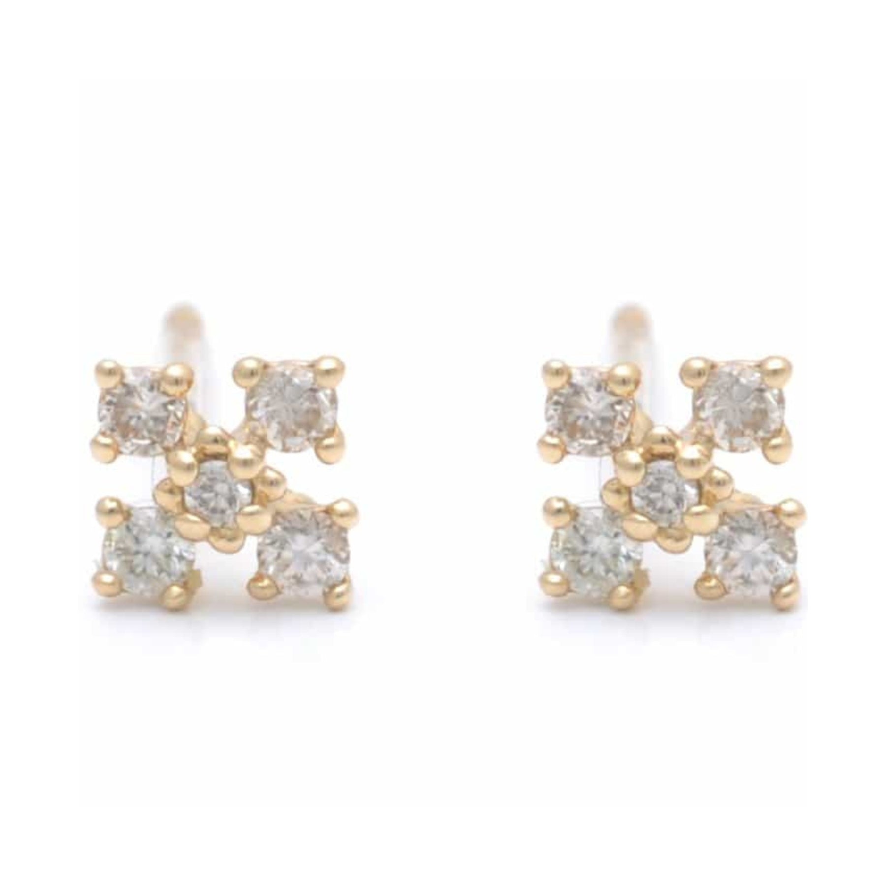 
Diamond Occitan Cross Yellow Gold Studs

