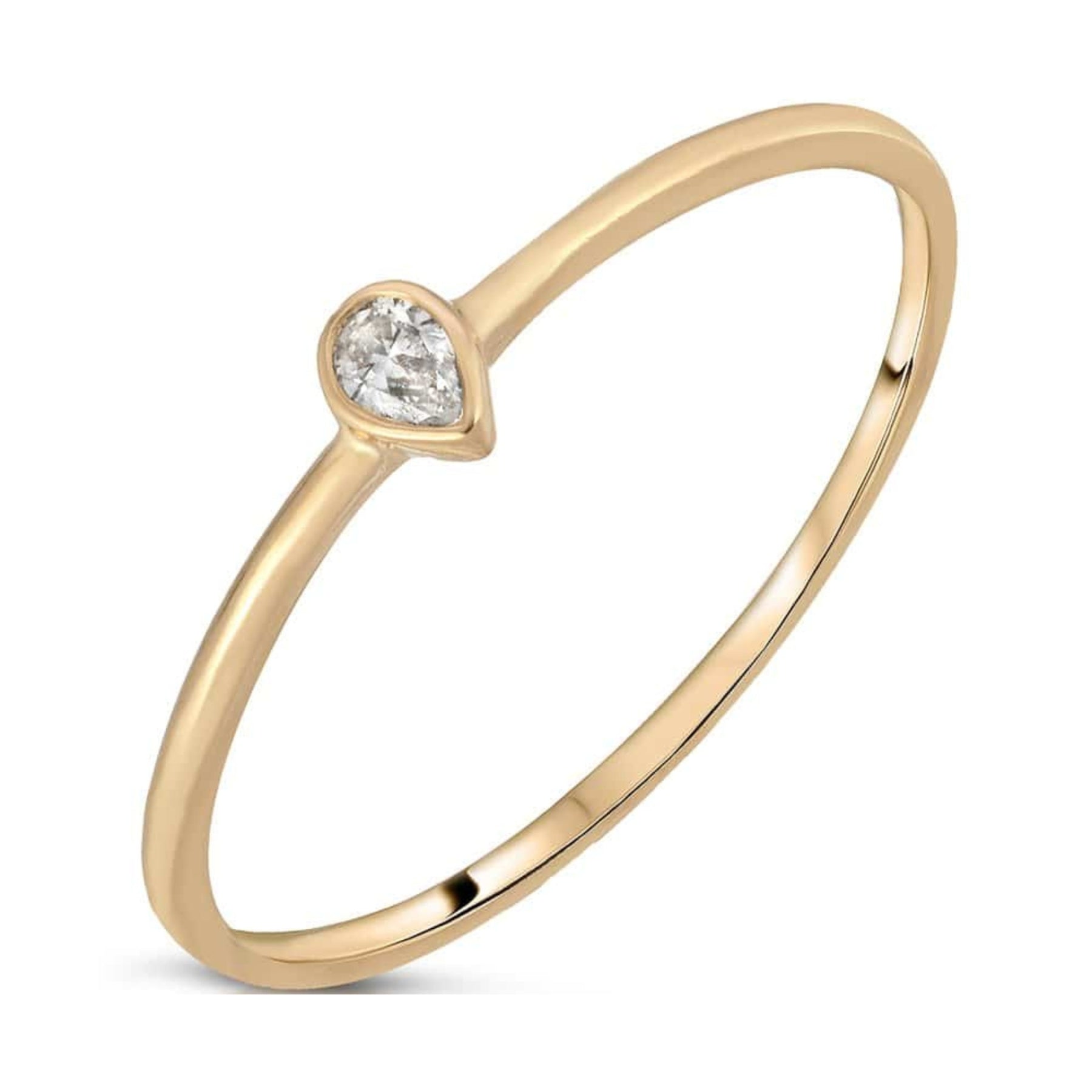 Pear Shape Diamond Yellow Gold Ring