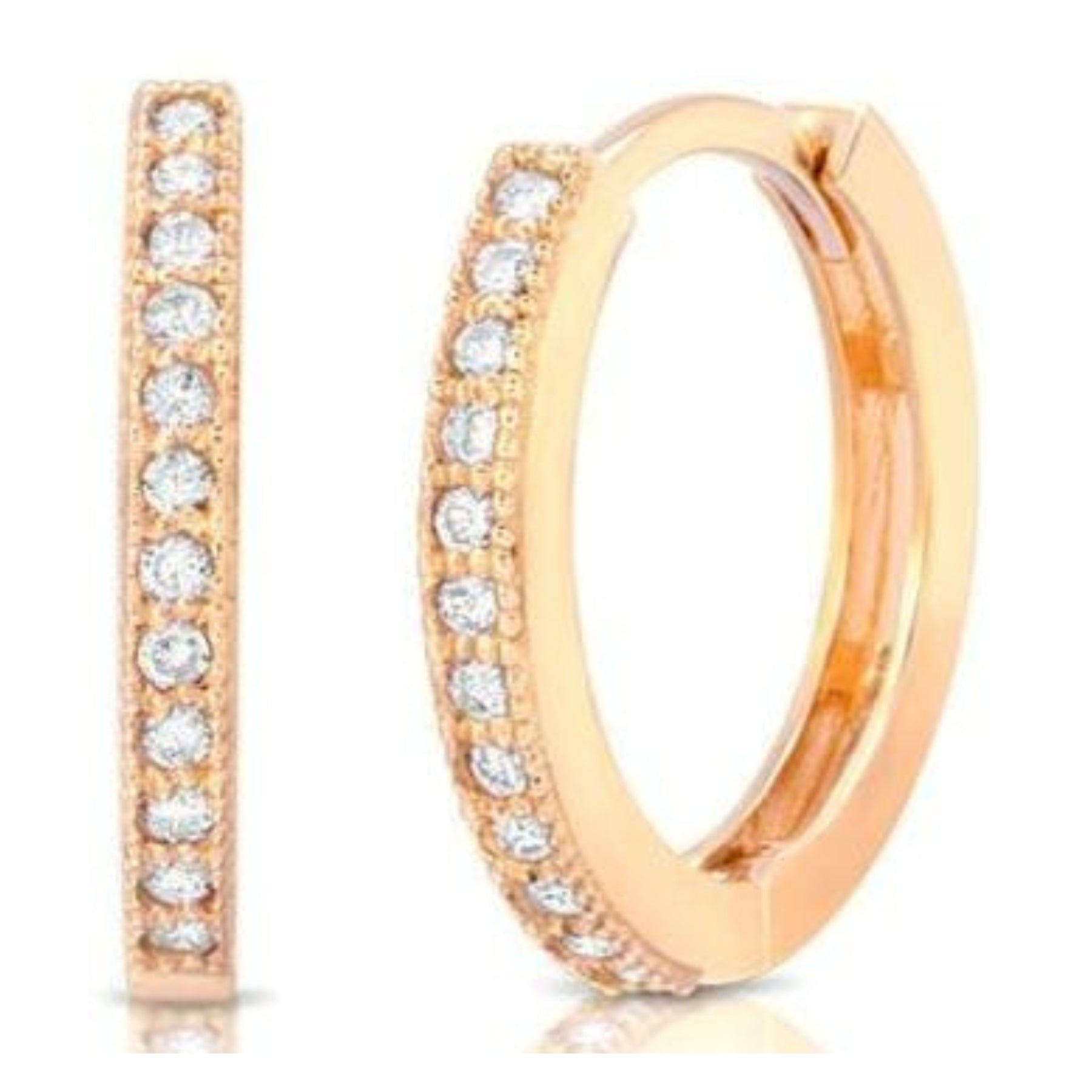 Diamond Rose Gold Huggies