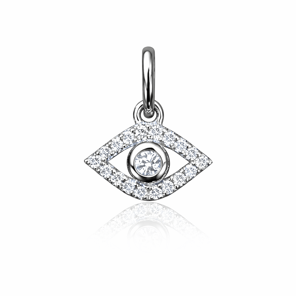 Curated Los Angeles Diamond White Gold Evil Eye Charm