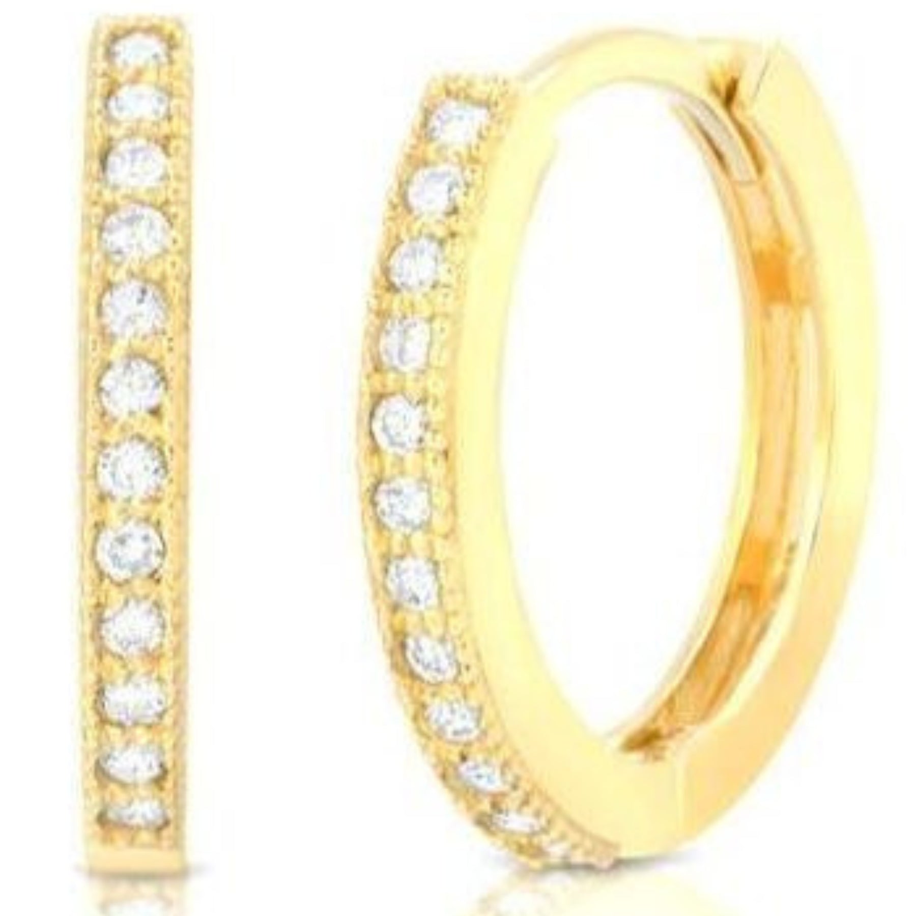 Diamond Yellow Gold Huggies