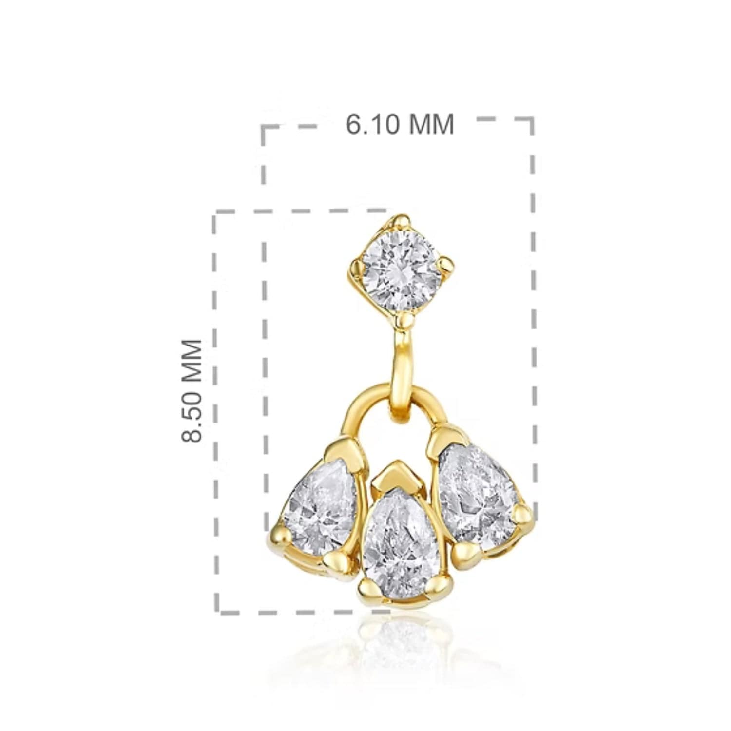 CLA EARRINGS 14K Gold 0.21ct Natural Diamond Marquise Trio Dangle Stud Earrings