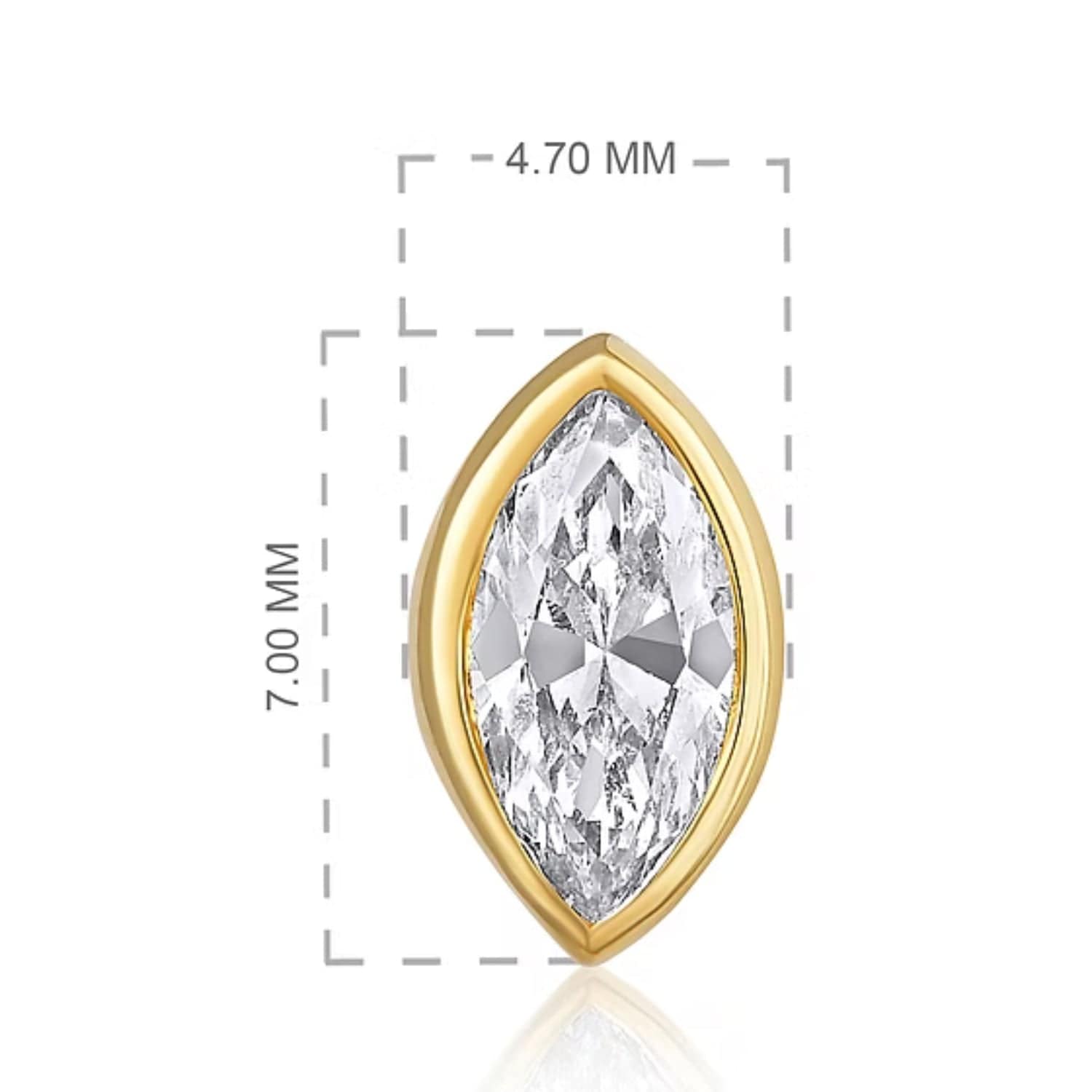 CLA EARRINGS 14K Gold 0.2ct Natural Diamond Marquise Bezel Stud Earrings