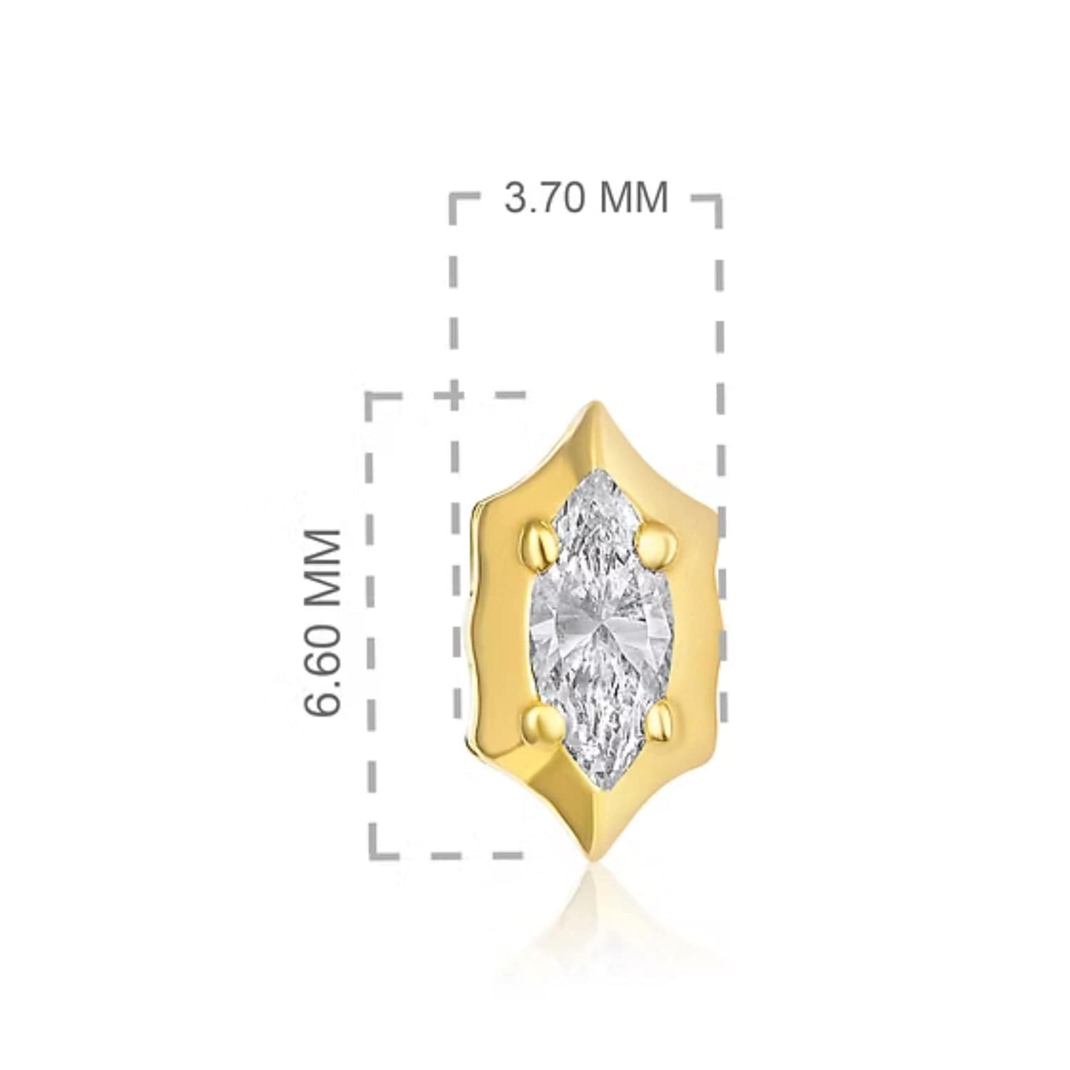 CLA EARRINGS 14K Gold 0.2ct Natural Diamond Marquise Spike Bezel Stud Earrings