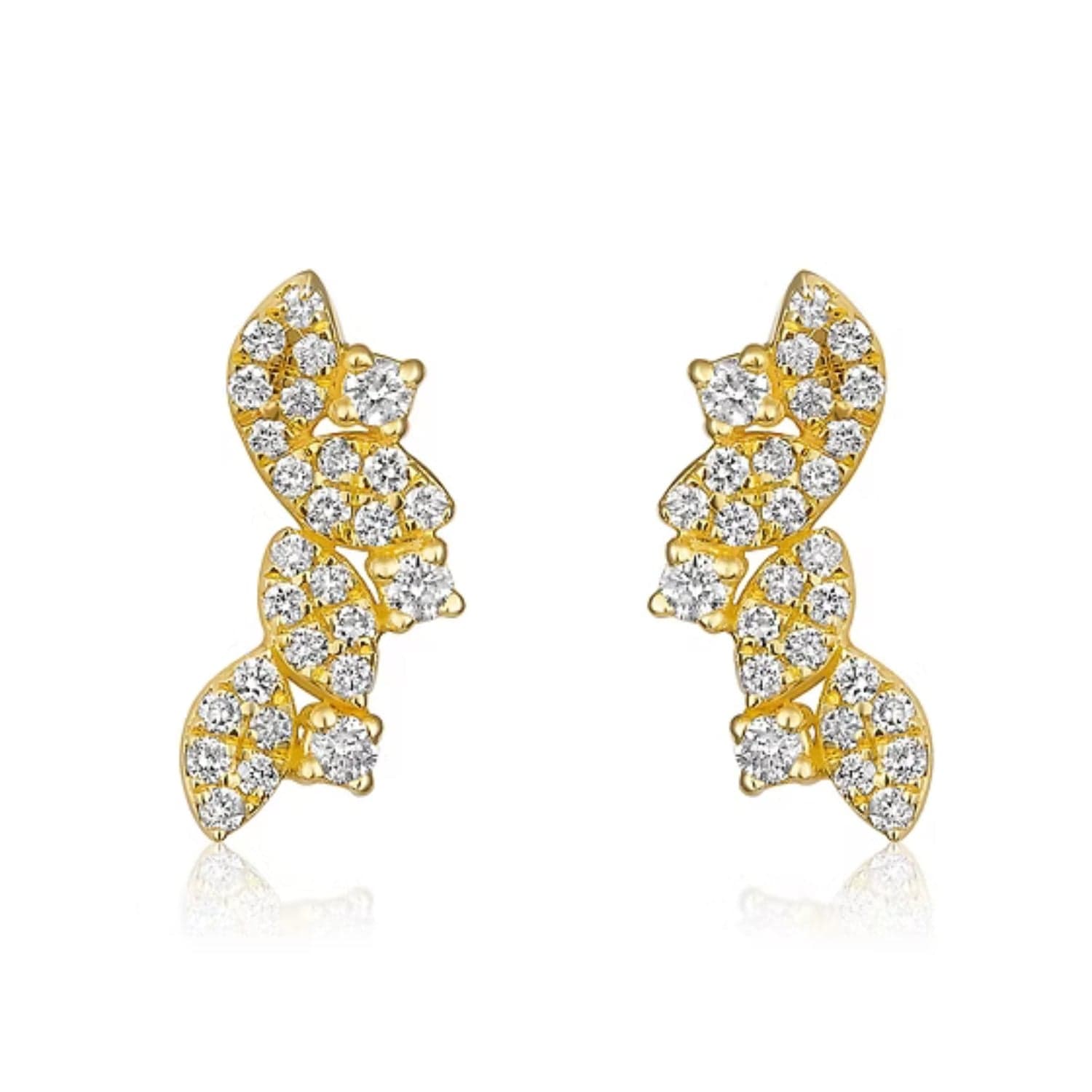 CLA EARRINGS 14K Gold 0.31ct Natural Diamond Marquise Climber Earrings