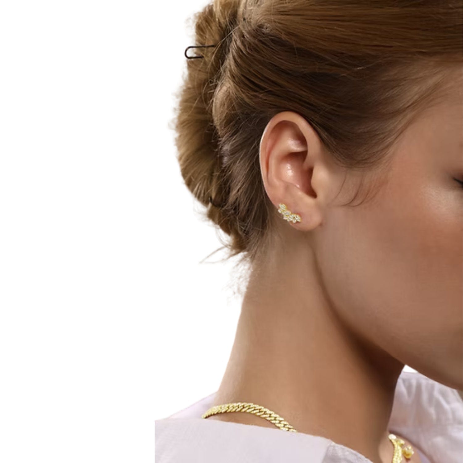 CLA EARRINGS 14K Gold 0.31ct Natural Diamond Marquise Climber Earrings