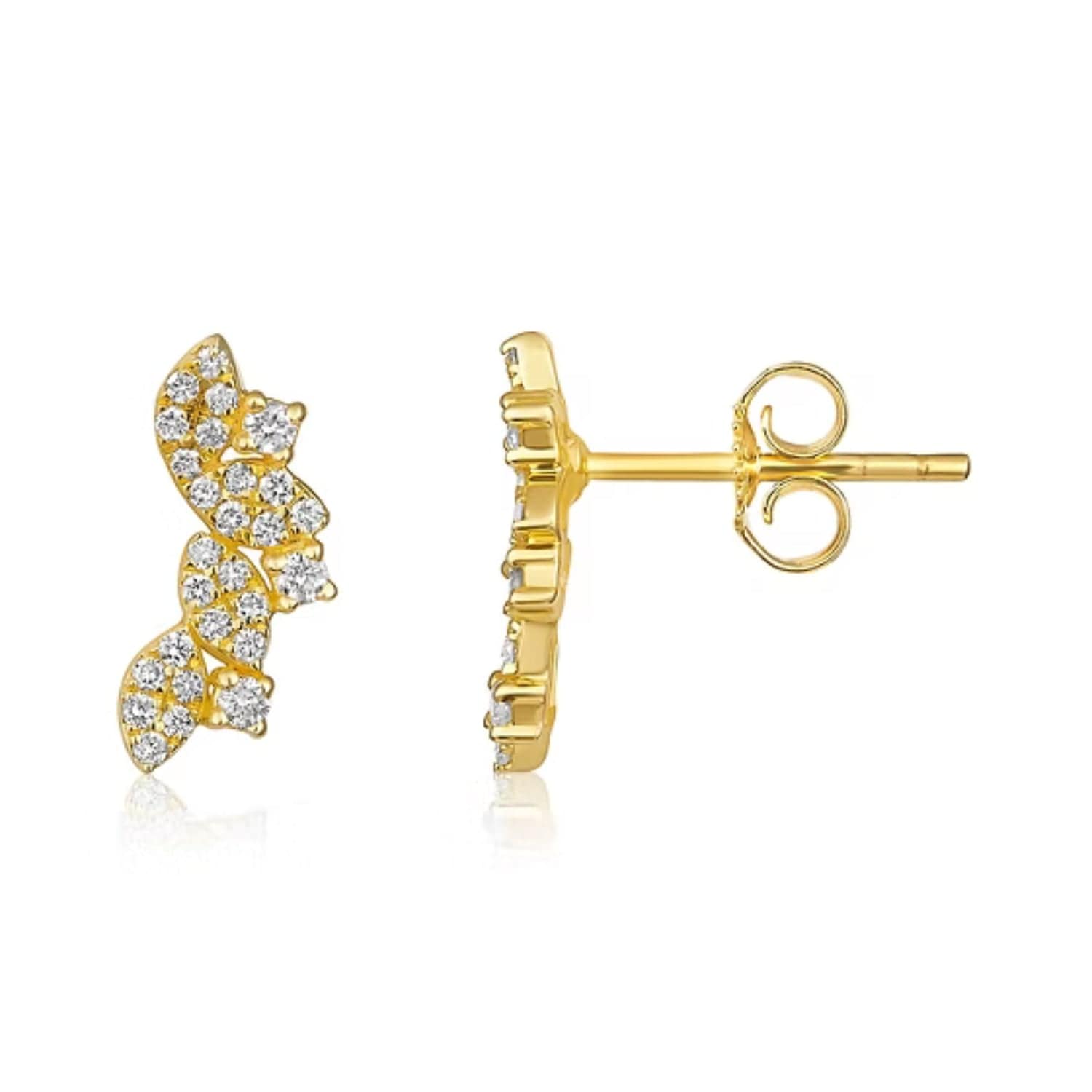 CLA EARRINGS 14K Gold 0.31ct Natural Diamond Marquise Climber Earrings