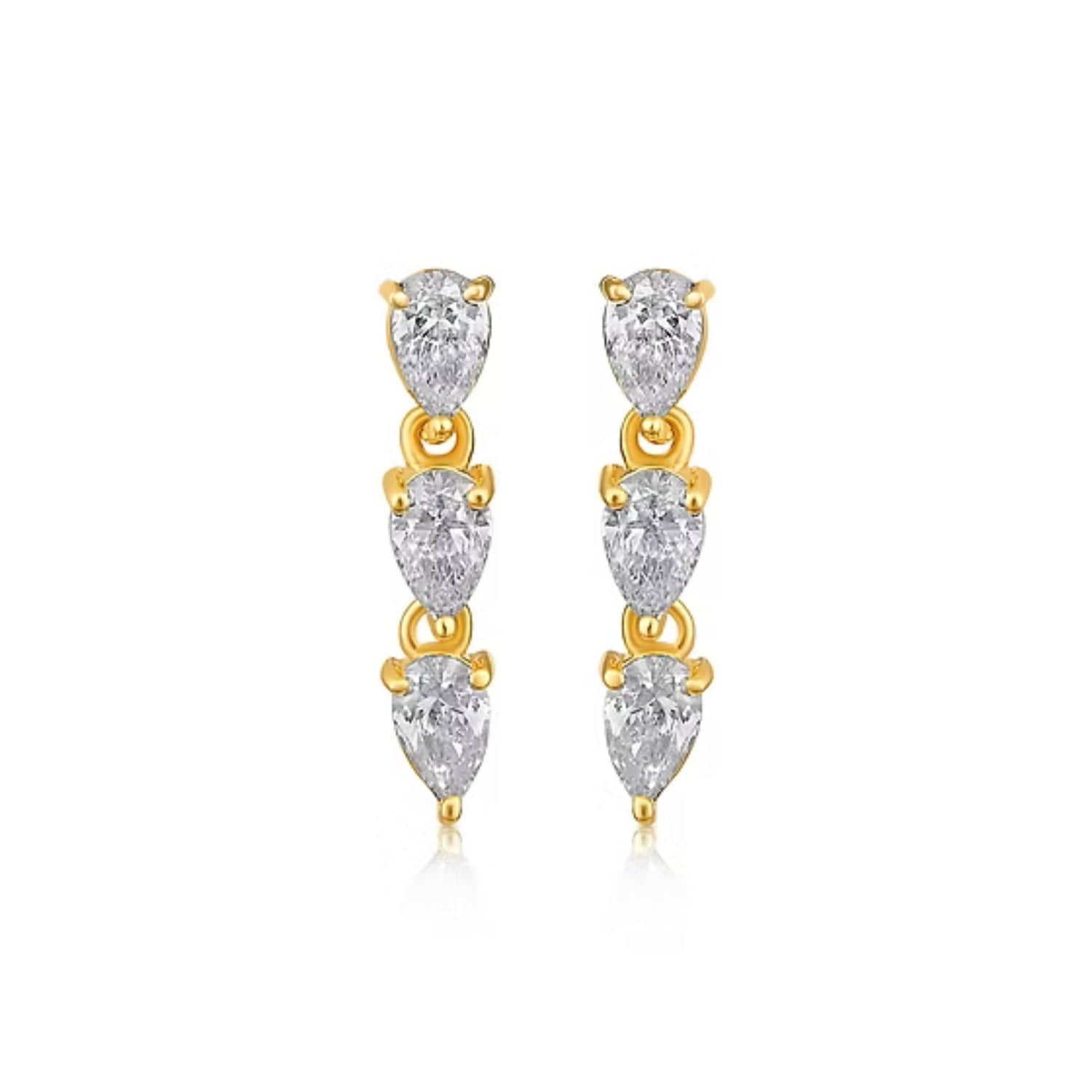 CLA EARRINGS 14K Gold 0.32ct Natural Diamond Marquise Dangling Drop Stud Earrings