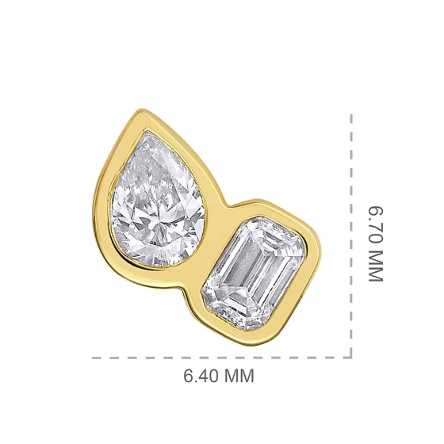 CLA EARRINGS 14K Gold 0.3ct Natural Diamond Pear Tear Drop Emerald Stud Earrings