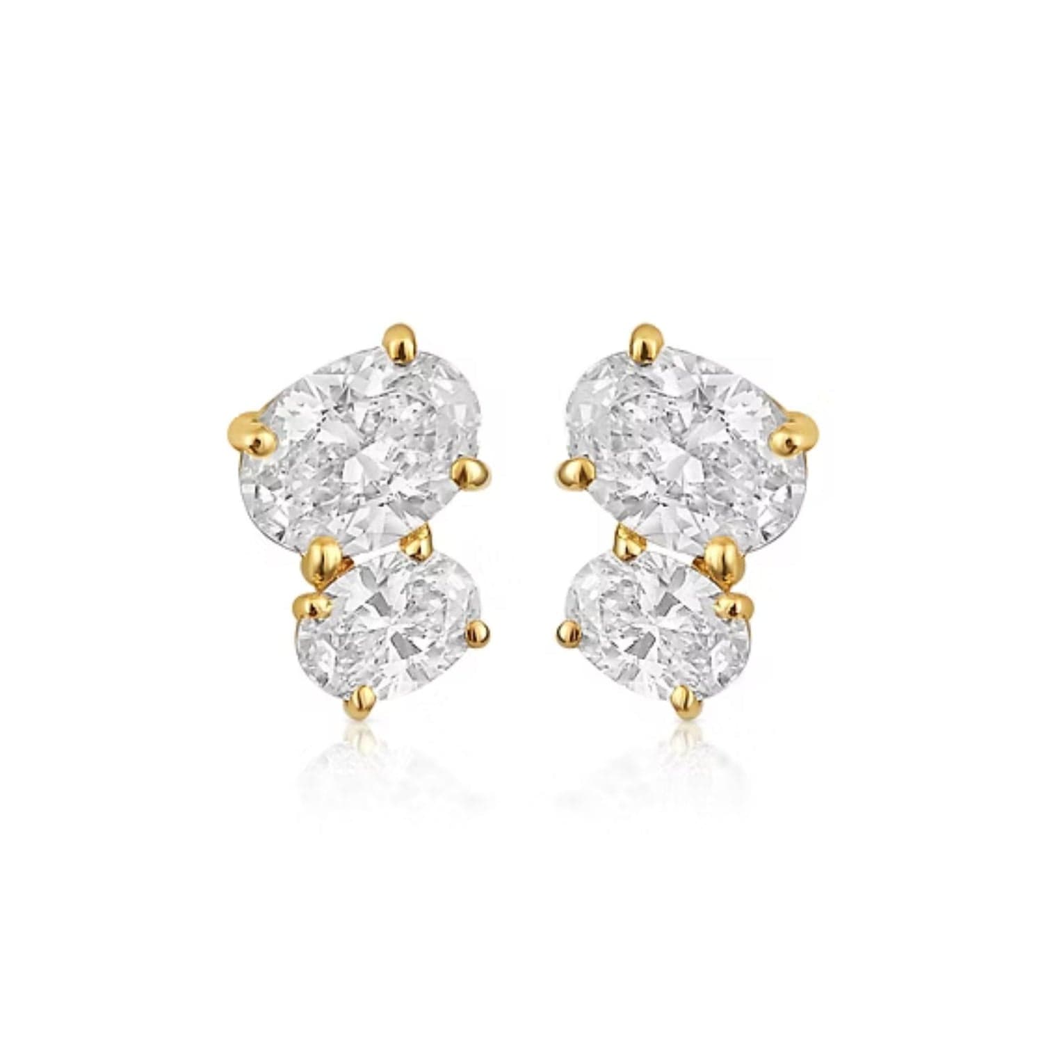 CLA EARRINGS 14K Gold 0.4ct Natural Diamond Oval Multi Pierce Climber Earrings