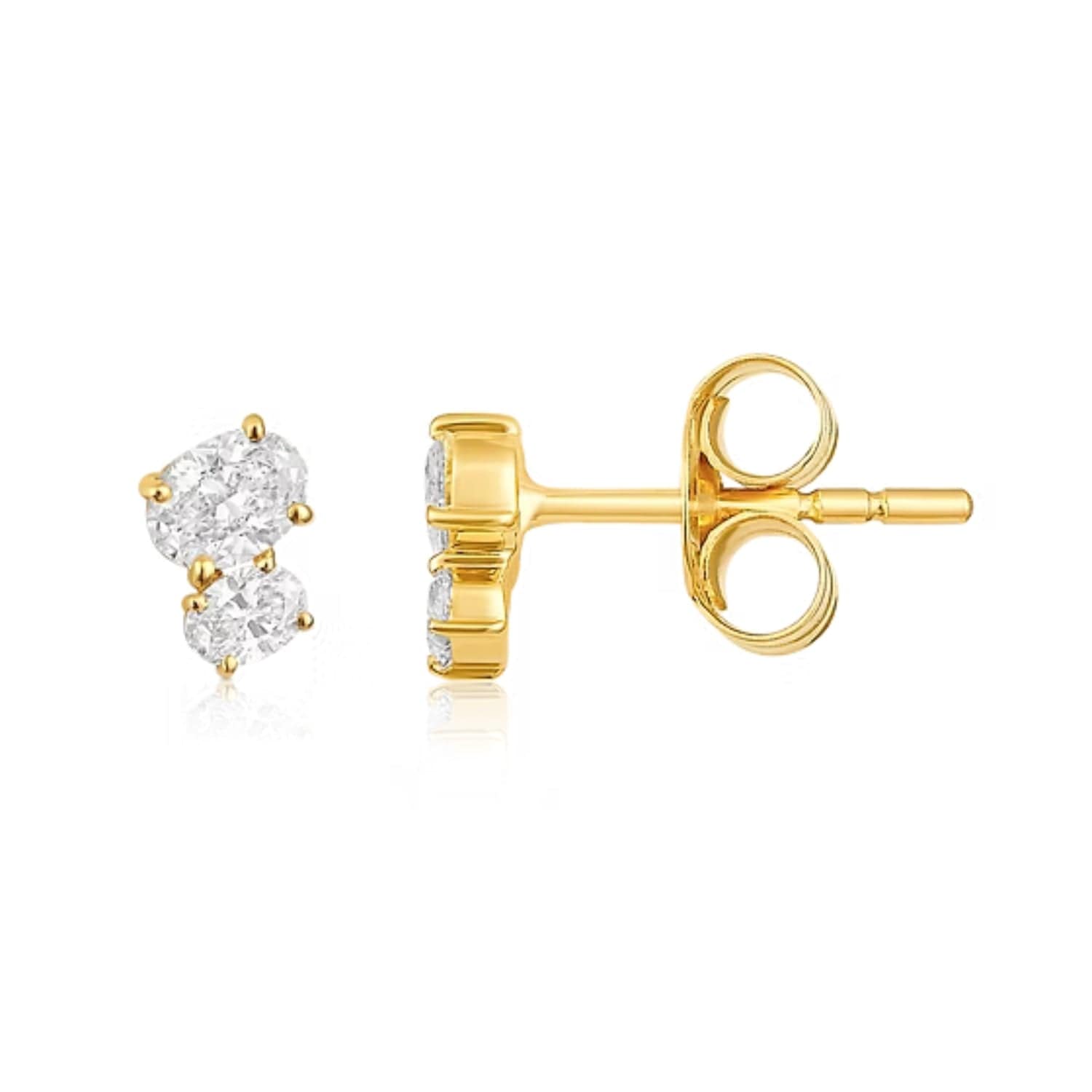 CLA EARRINGS 14K Gold 0.4ct Natural Diamond Oval Multi Pierce Climber Earrings