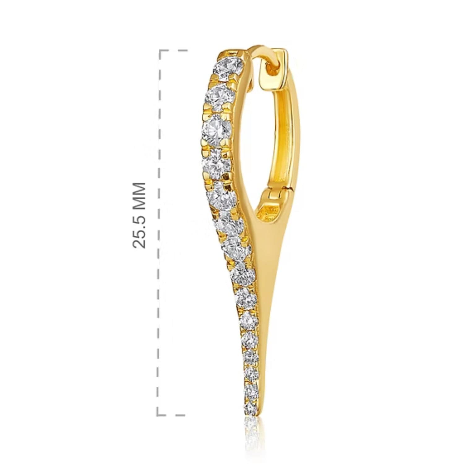 CLA EARRINGS 14K Gold 0.71ct Natural Diamond Dagger Spike Drop Huggie Earrings