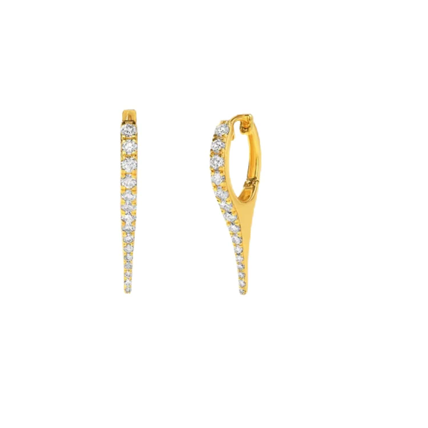 CLA EARRINGS 14K Gold 0.71ct Natural Diamond Dagger Spike Drop Huggie Earrings