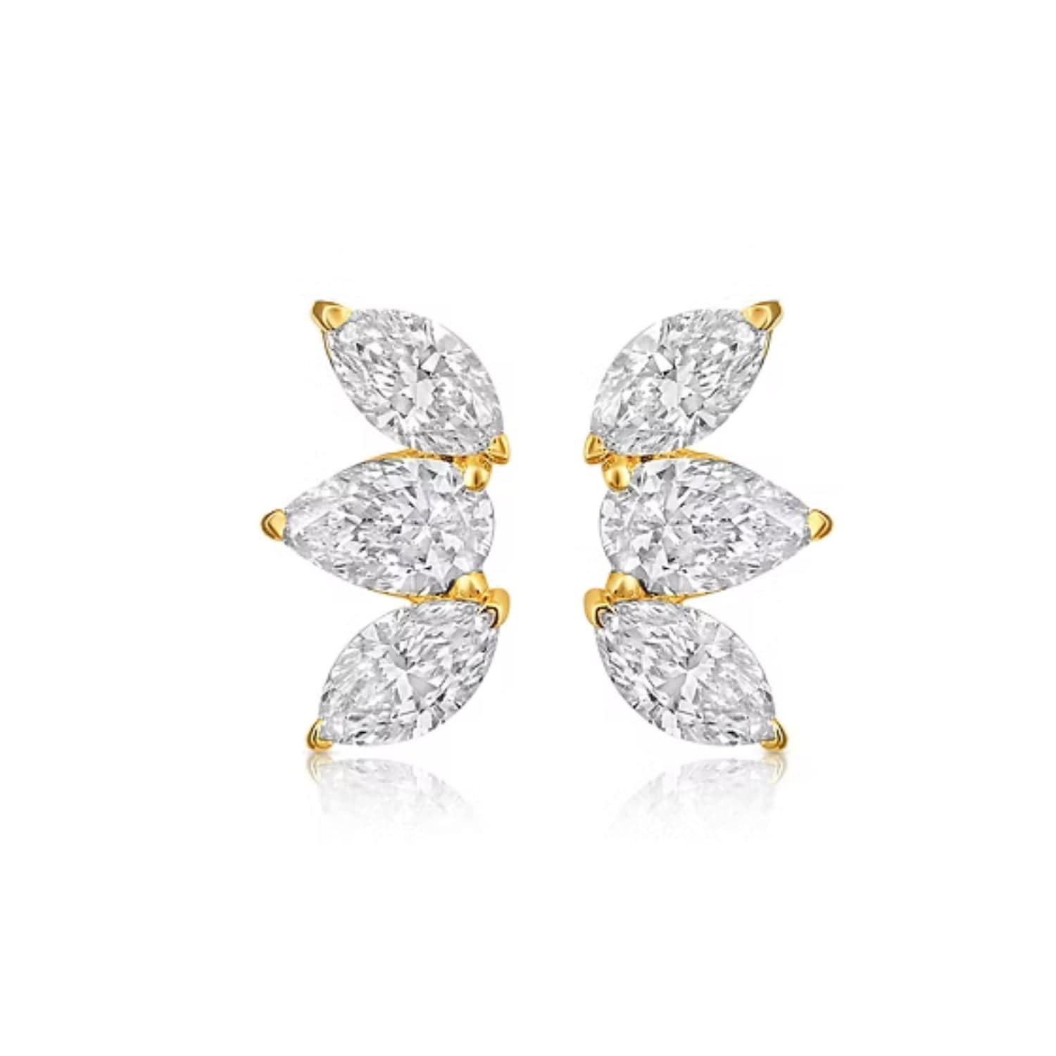 CLA EARRINGS 14K Gold 0.74ct Natural Diamond Marquise Multi Pierce Climber Earrings