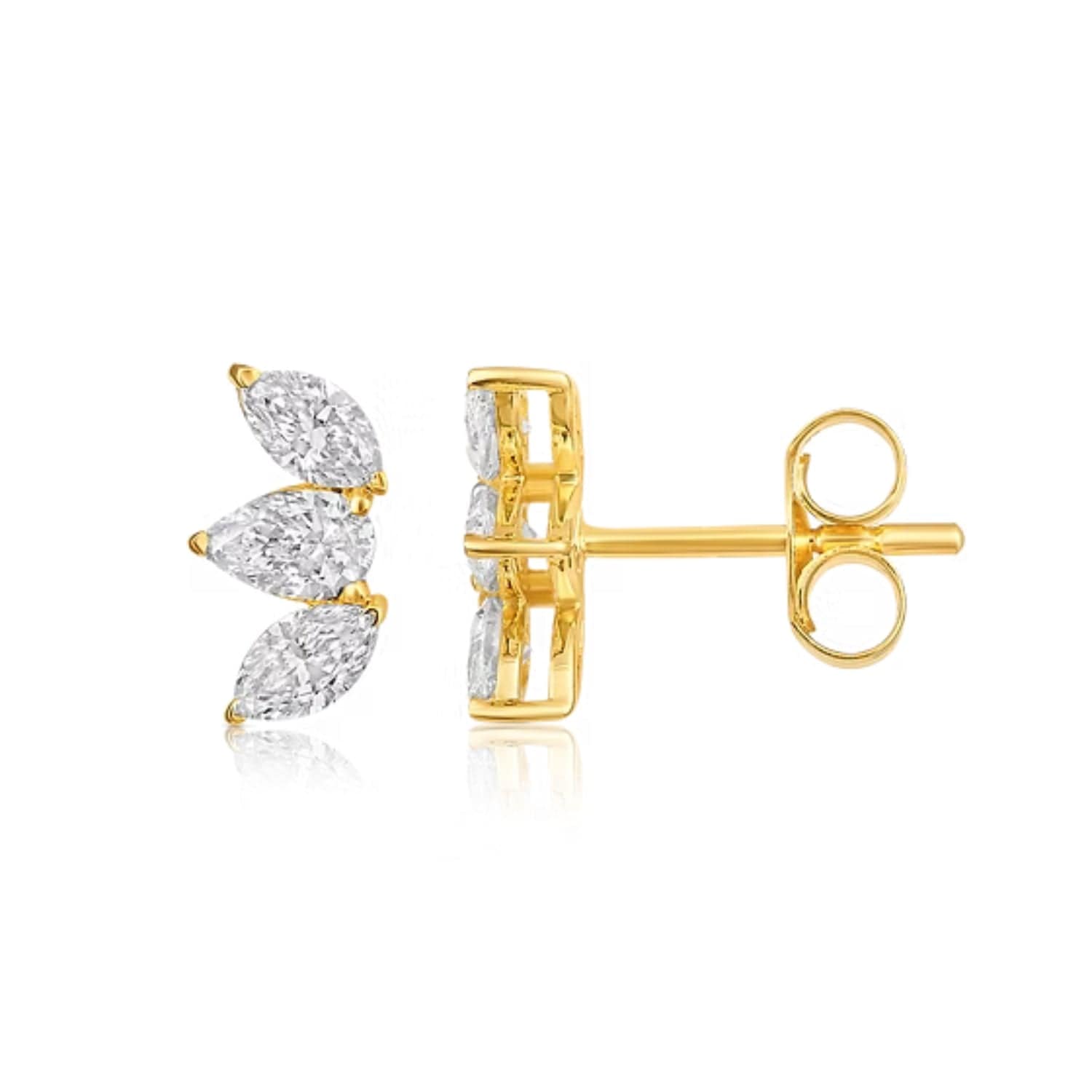 CLA EARRINGS 14K Gold 0.74ct Natural Diamond Marquise Multi Pierce Climber Earrings