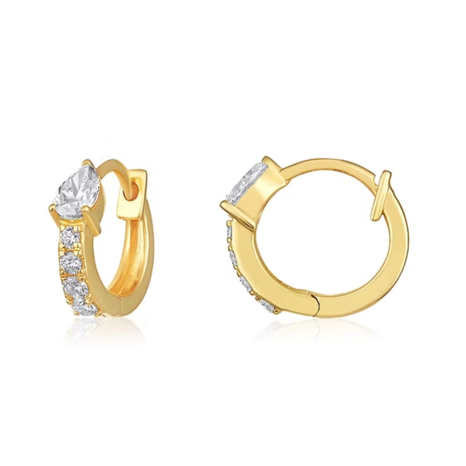 CLA EARRINGS 14K Gold 0.7ct Natural Diamond Pear Tear Drop Huggie Earrings
