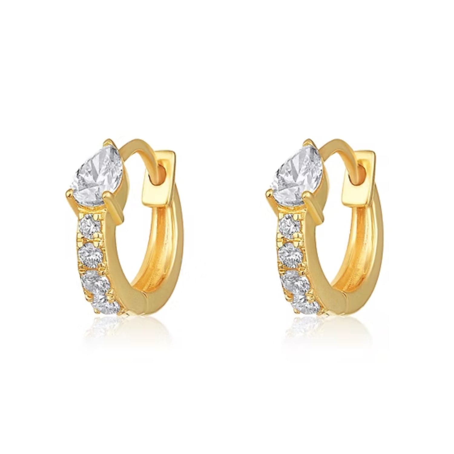 CLA EARRINGS 14K Gold 0.7ct Natural Diamond Pear Tear Drop Huggie Earrings