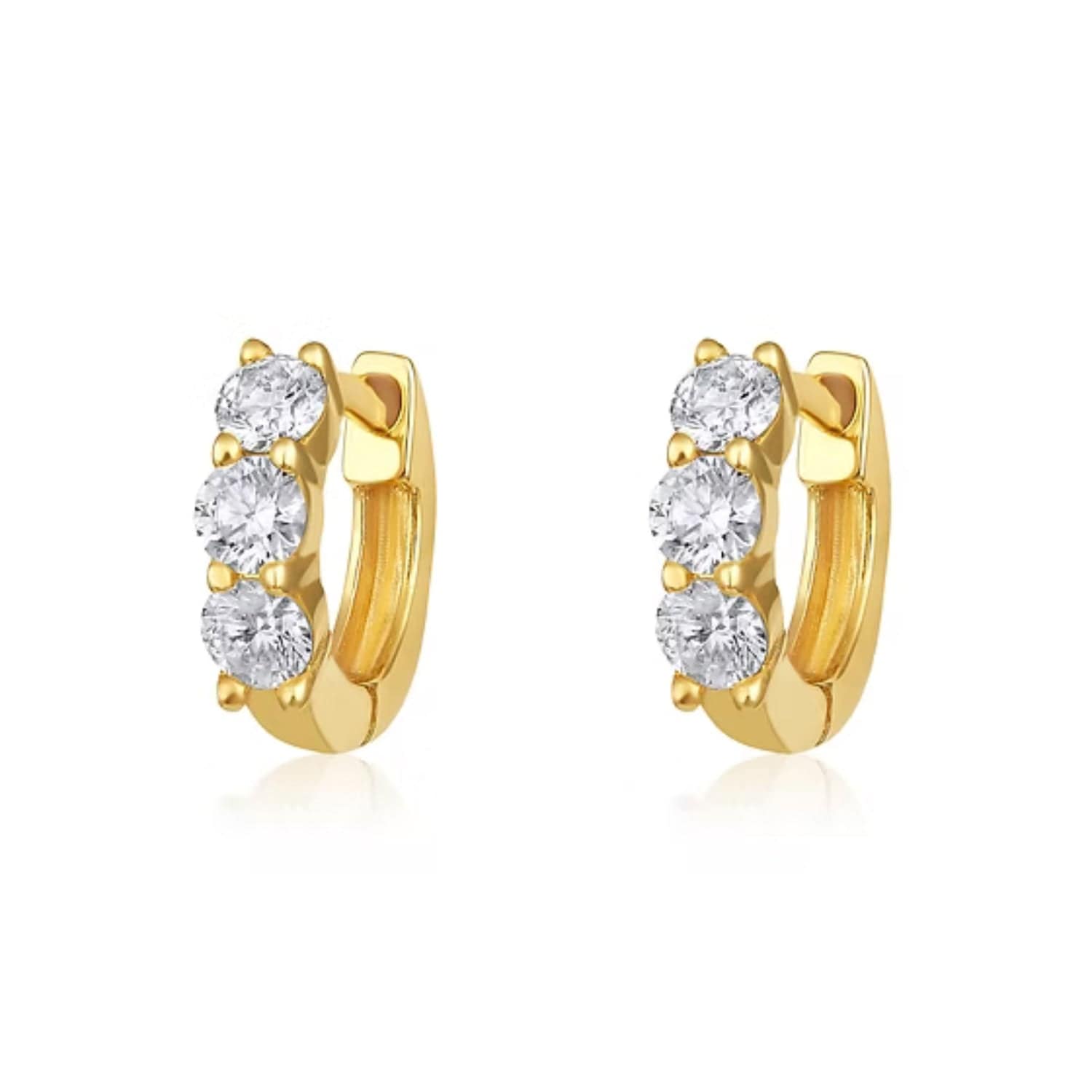 CLA EARRINGS 14K Gold 0.8ct Natural Diamond Chunky Huggie Earrings